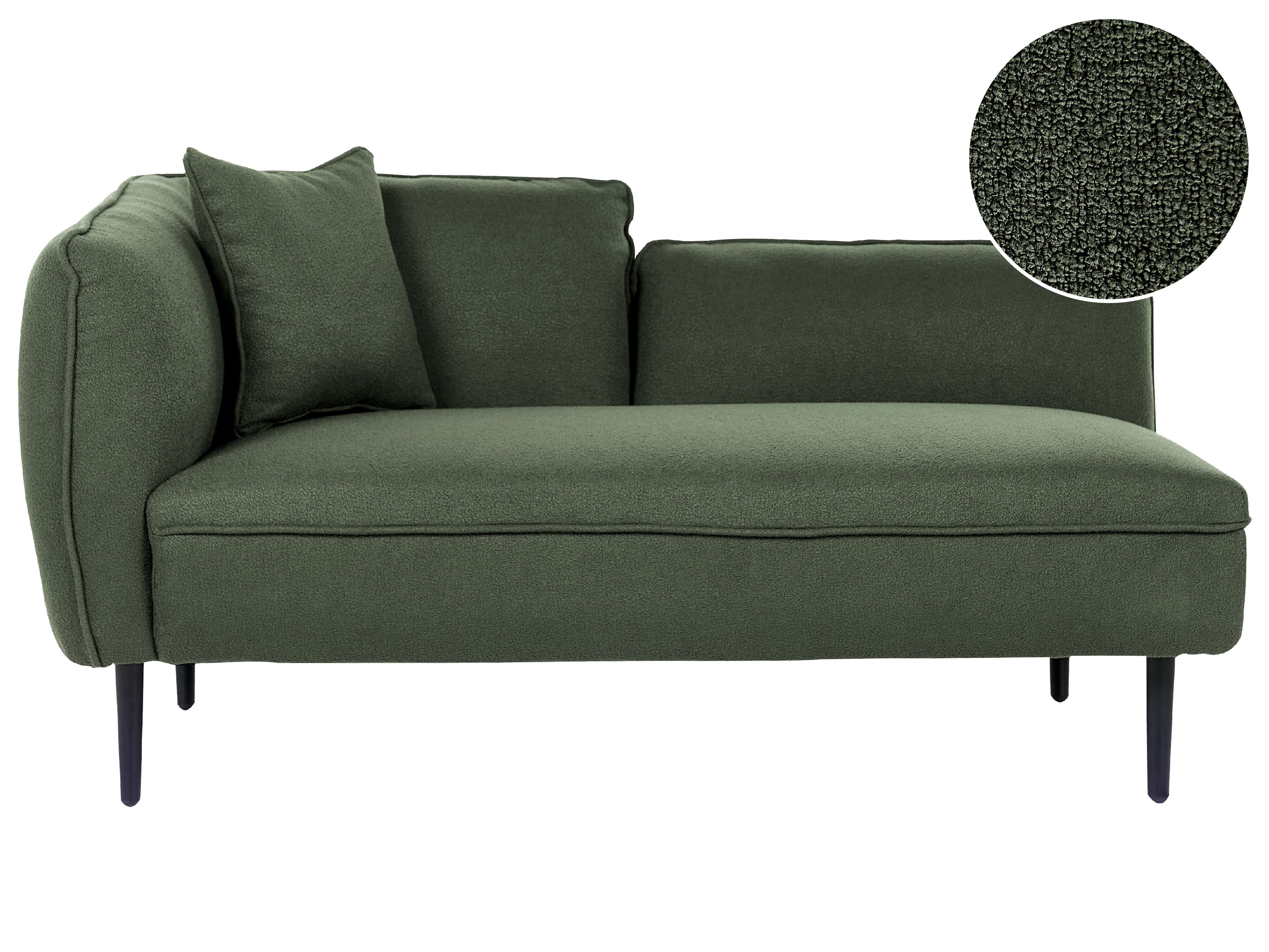 Left-Hand Chaise Lounge CHEVANNES Boucle Dark Green