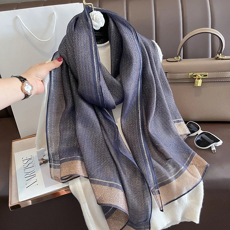Luxe Zijde-Wollen Sjaal Dames - Warme Winter Wrap Met Bloemenprint