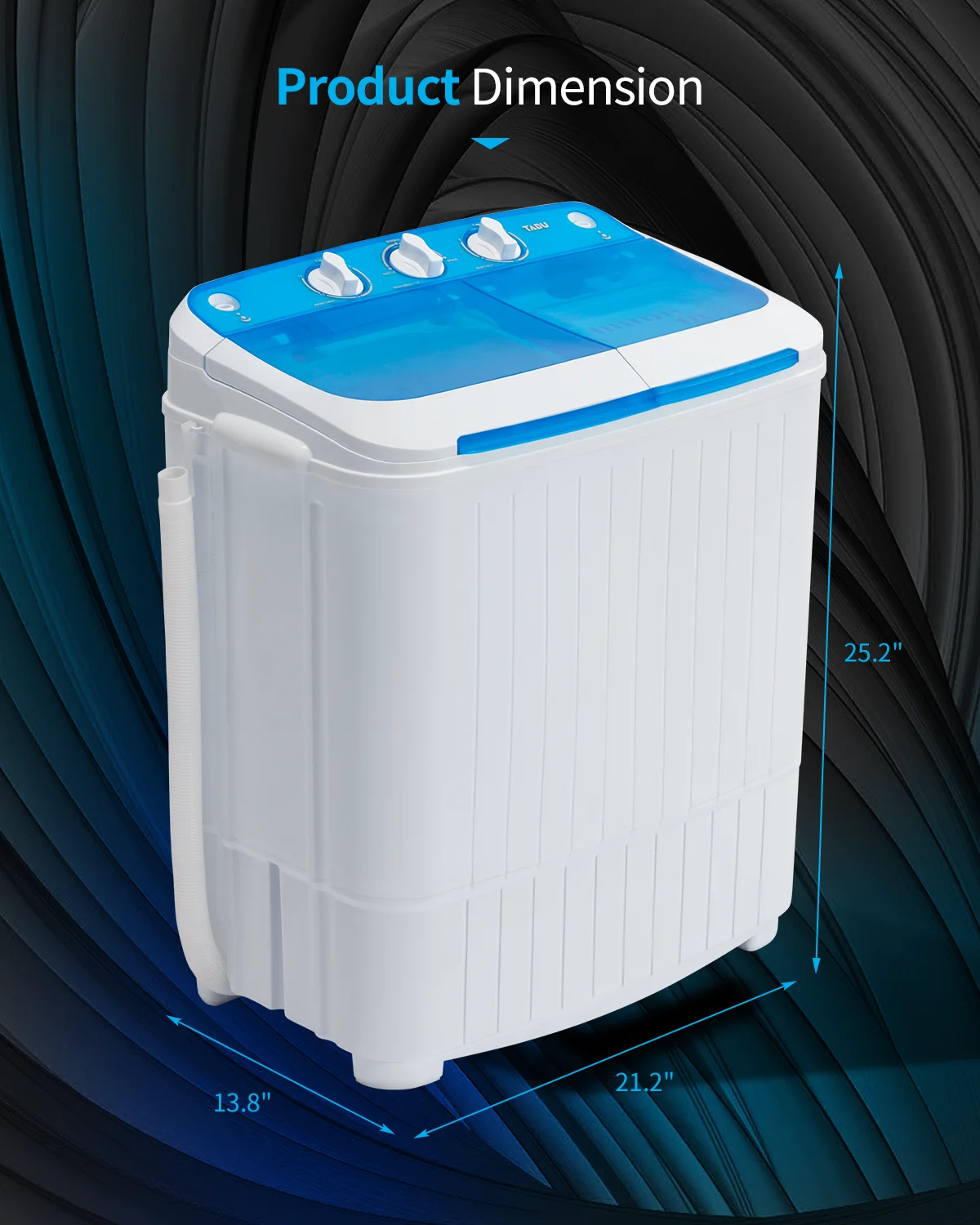 TABU 16.5lbs Portable Washing Machine,Electric Twin Tub Wash&Spin Combo,Semi-Automatic Washer,Gray - Image 14