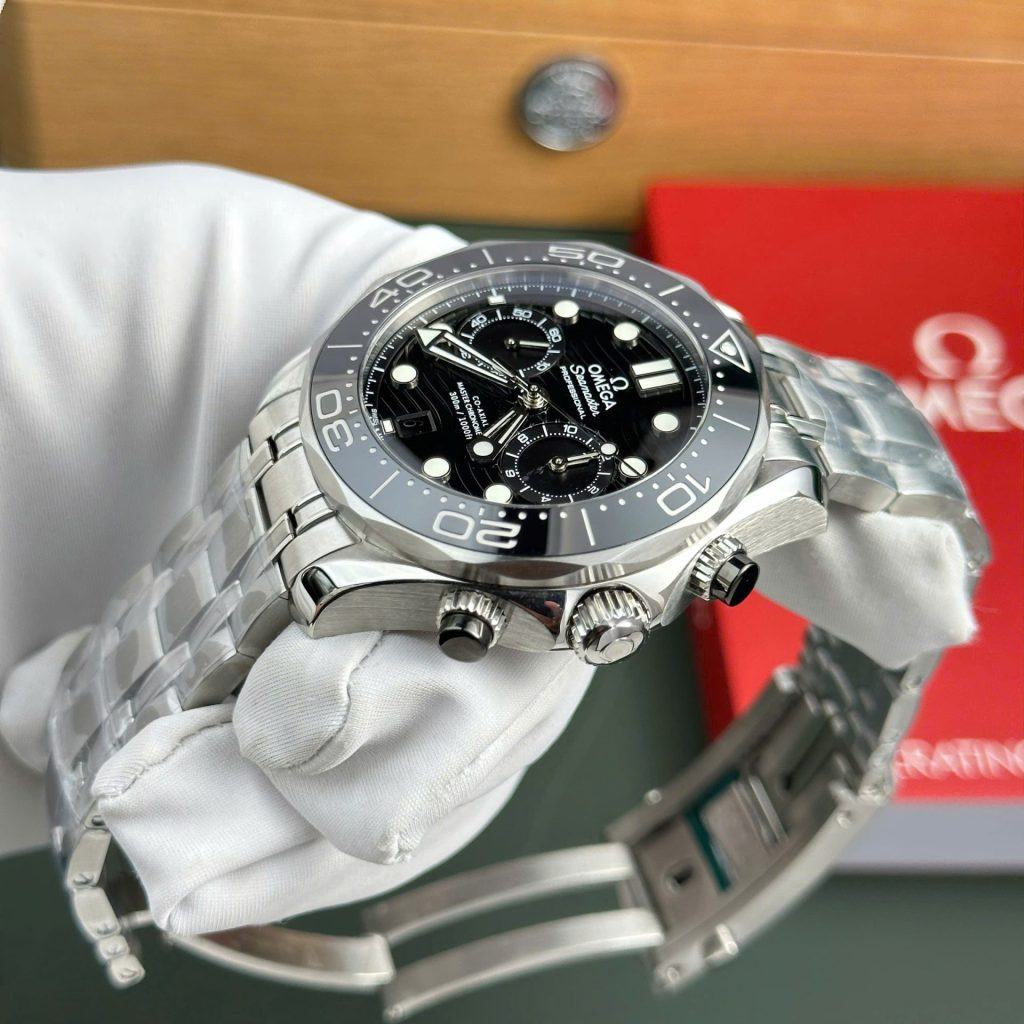 Omega Copies Watches Seamaster Diver 300M Chronograph Dial Black N1 Factory 44mm - Top club