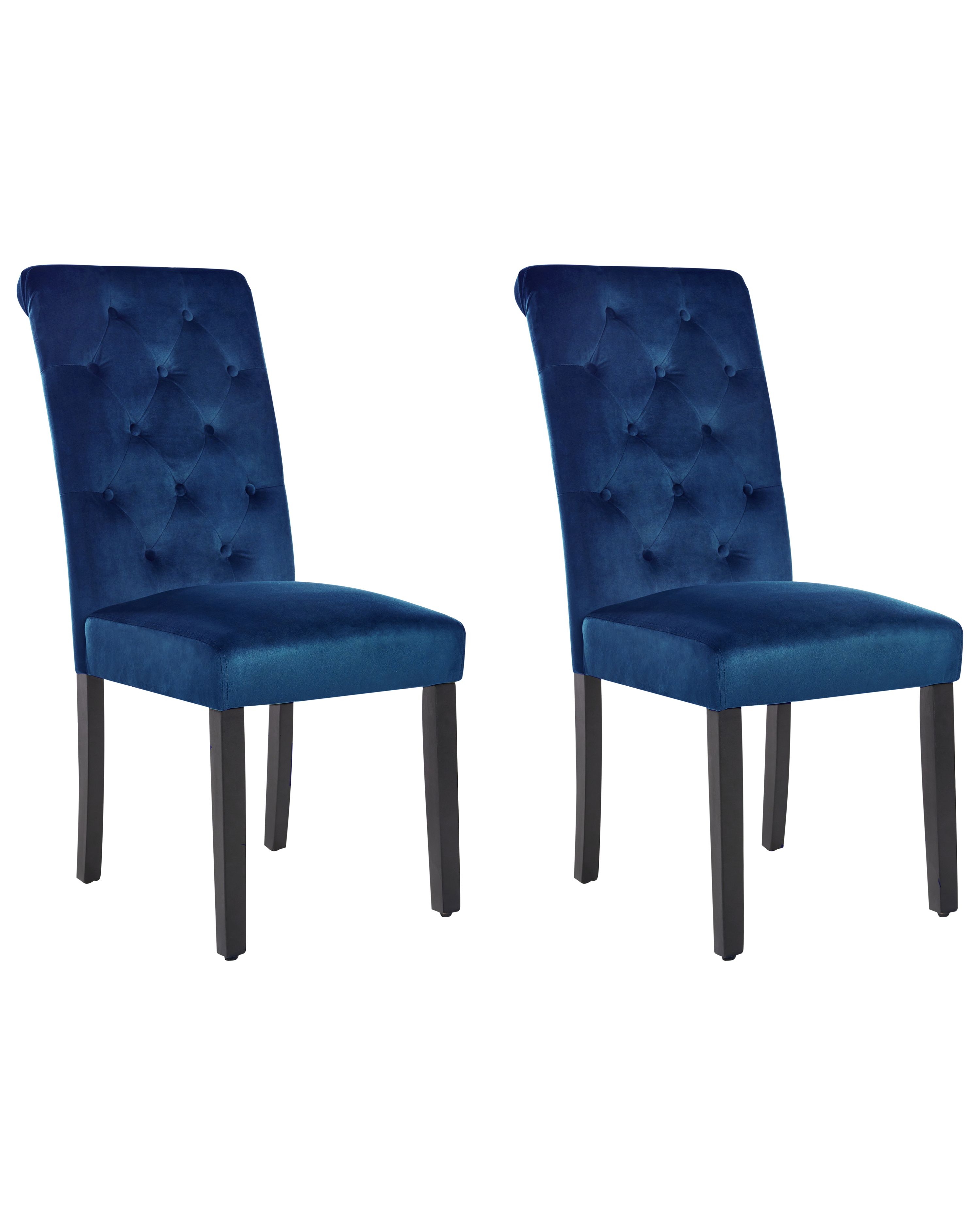 Set of 2 Dining Chairs VELVA Velvet Dark Blue