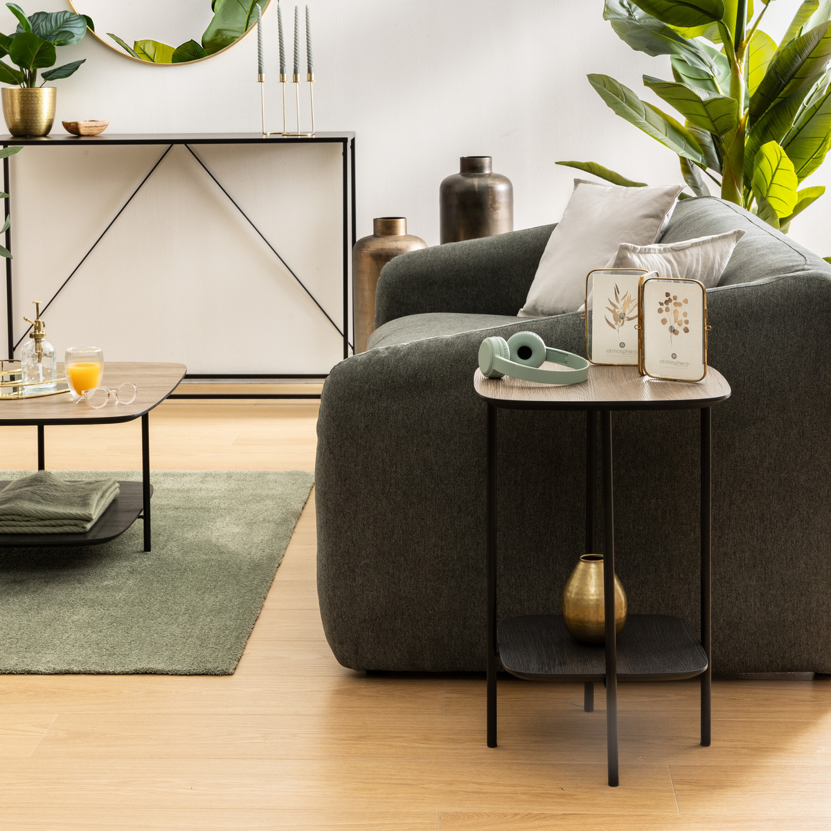 Side table with 1 shelf "Hodia" Black, 60x40x40 cm