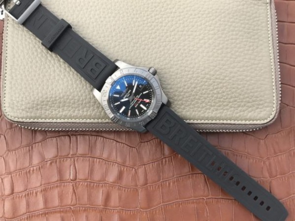 Replica Breitling Avenger GMT PVD GF Black Dial Black Rubber Strap A2836 - Top club