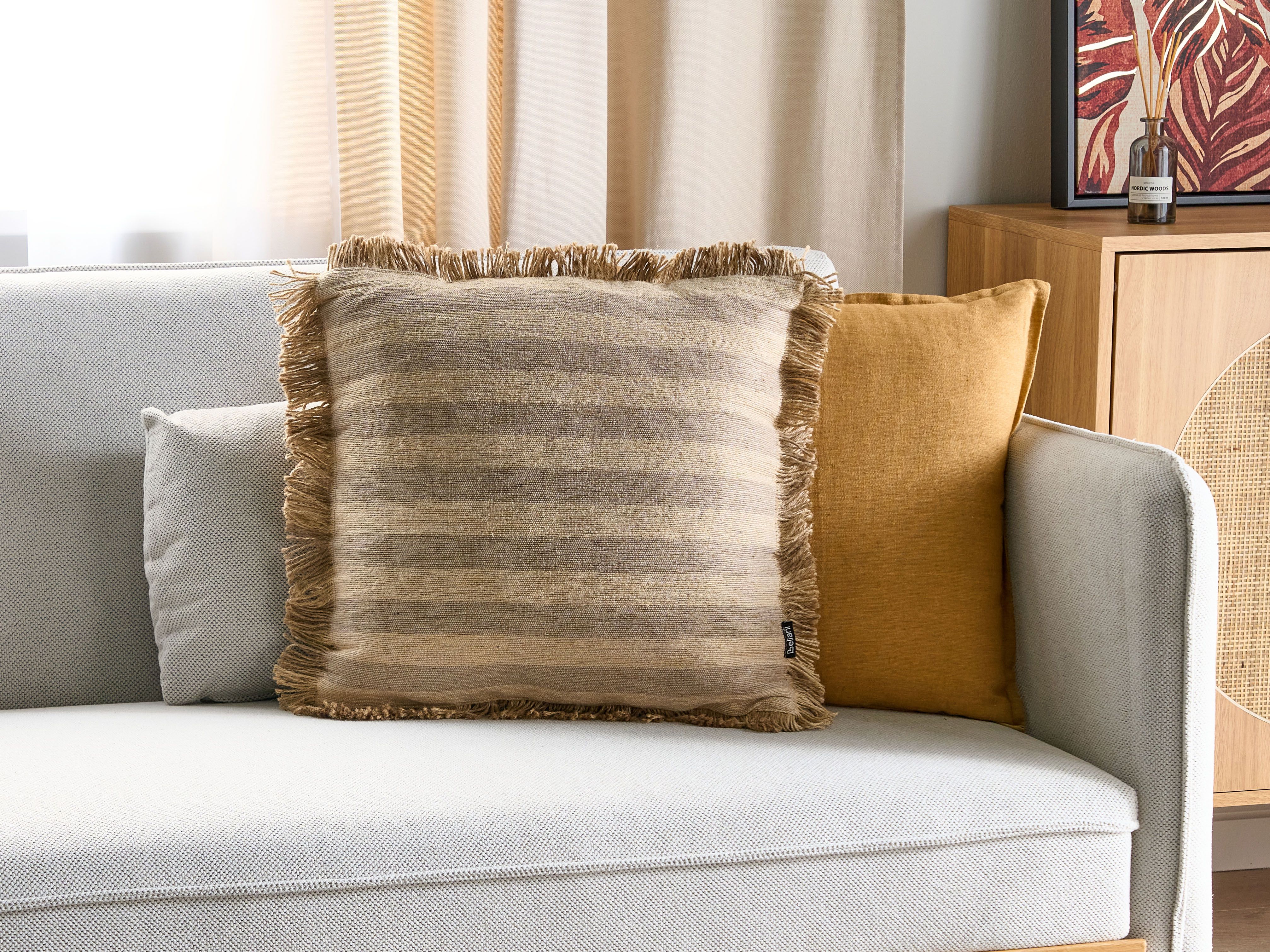 Throw Cushion CIRSIUM Jute 45 x 45 cm Beige Striped