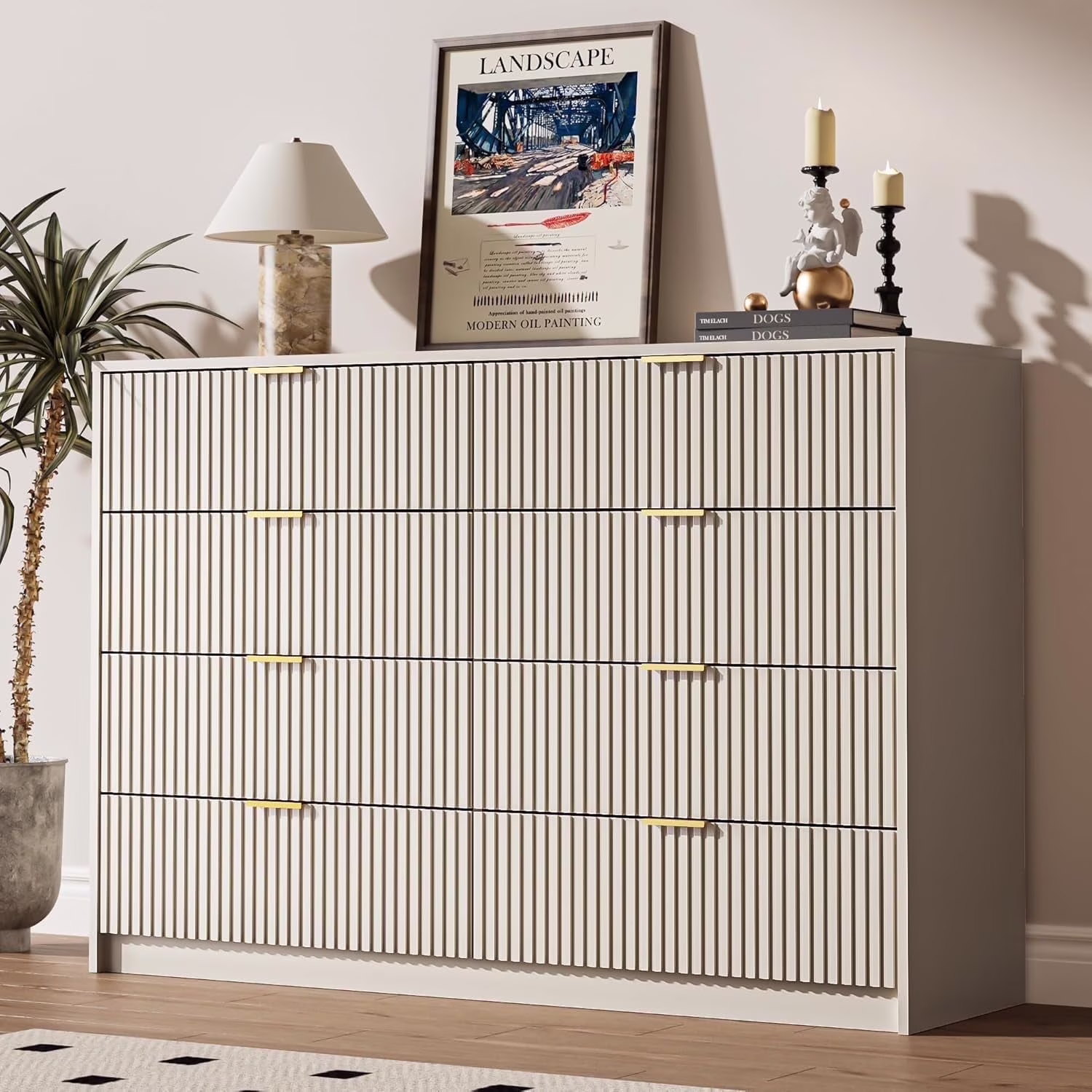 Furniway Black Dresser for Bedroom, 8 Drawer Double Dresser, Modern Chest of Drawers for Bedroom, Living Room, Entryway and Closet, 55" L x 15.7" D x 37.4" H - Image 7