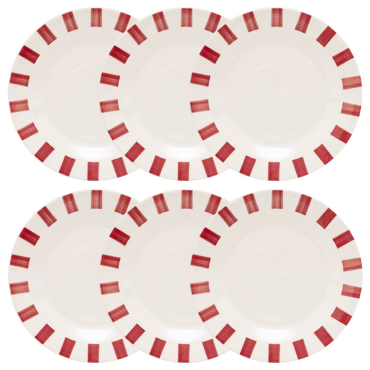 Set of 6 "Cheri" Dessert Plates Porcelain, D.19 cm, Red