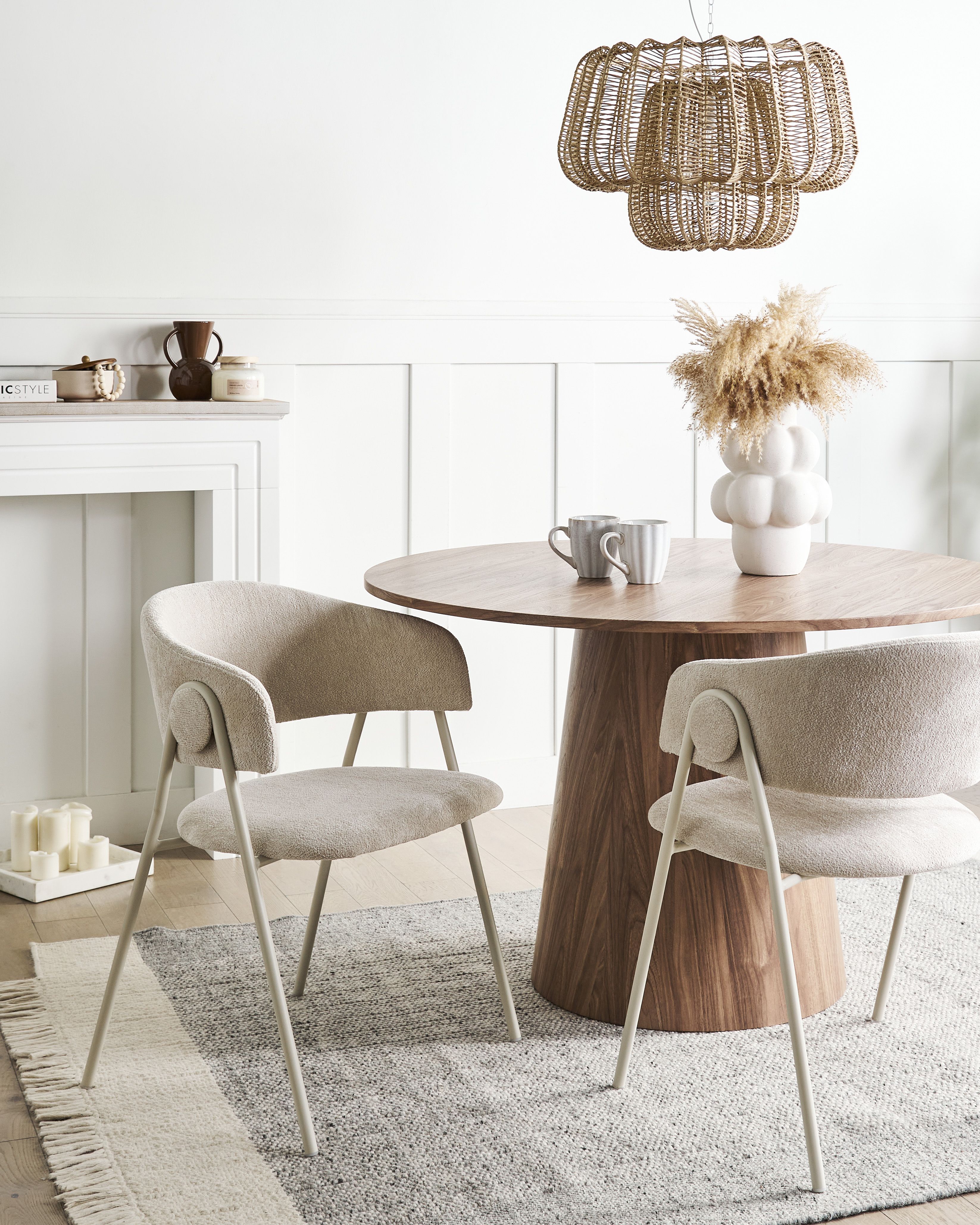 Set of 2 Dining Chairs ALANSON Chenille Light Beige
