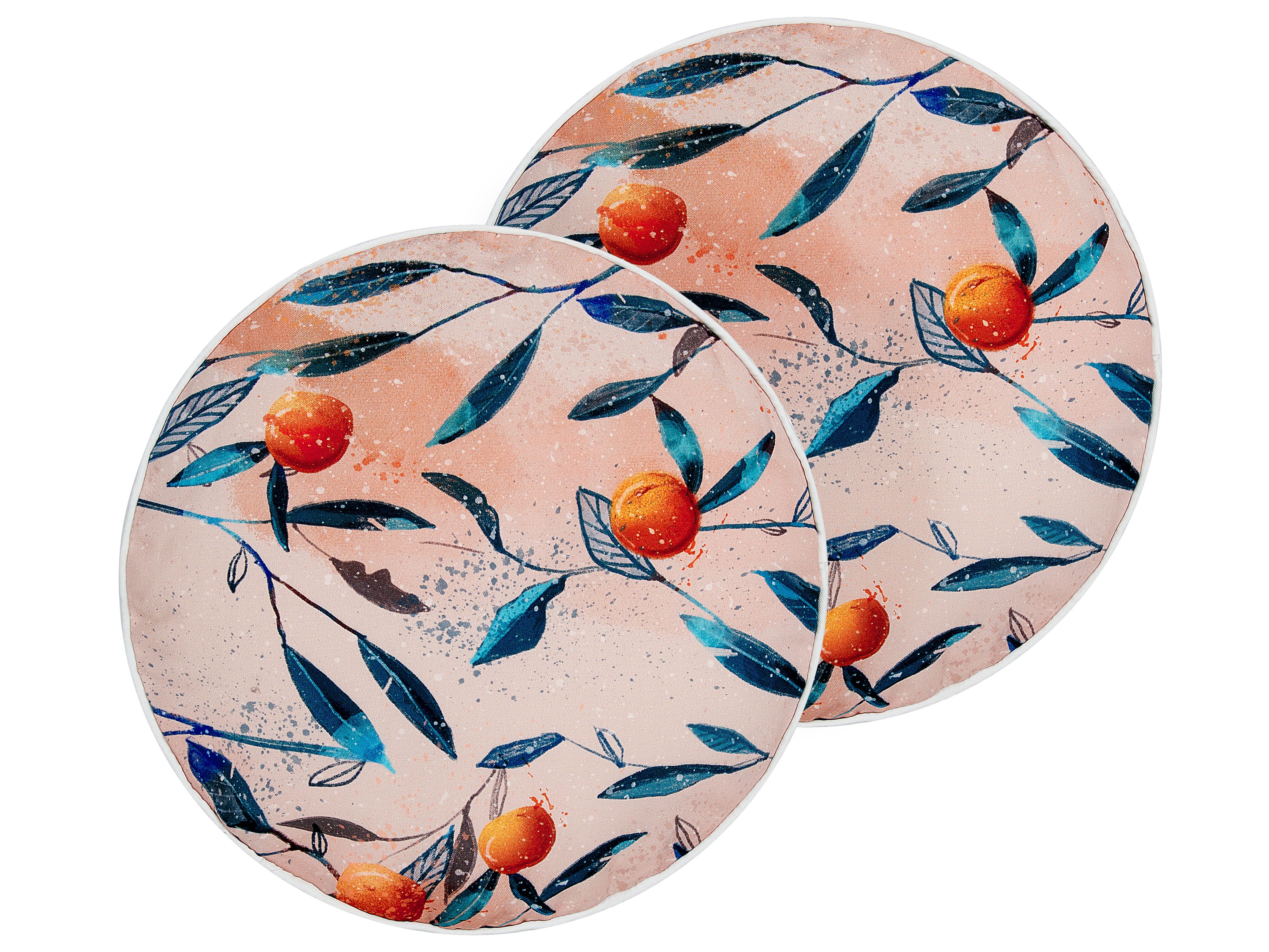 Set of 2 Outdoor Cushions PIALPETTA Plant Pattern 40 x 40 cm Orange