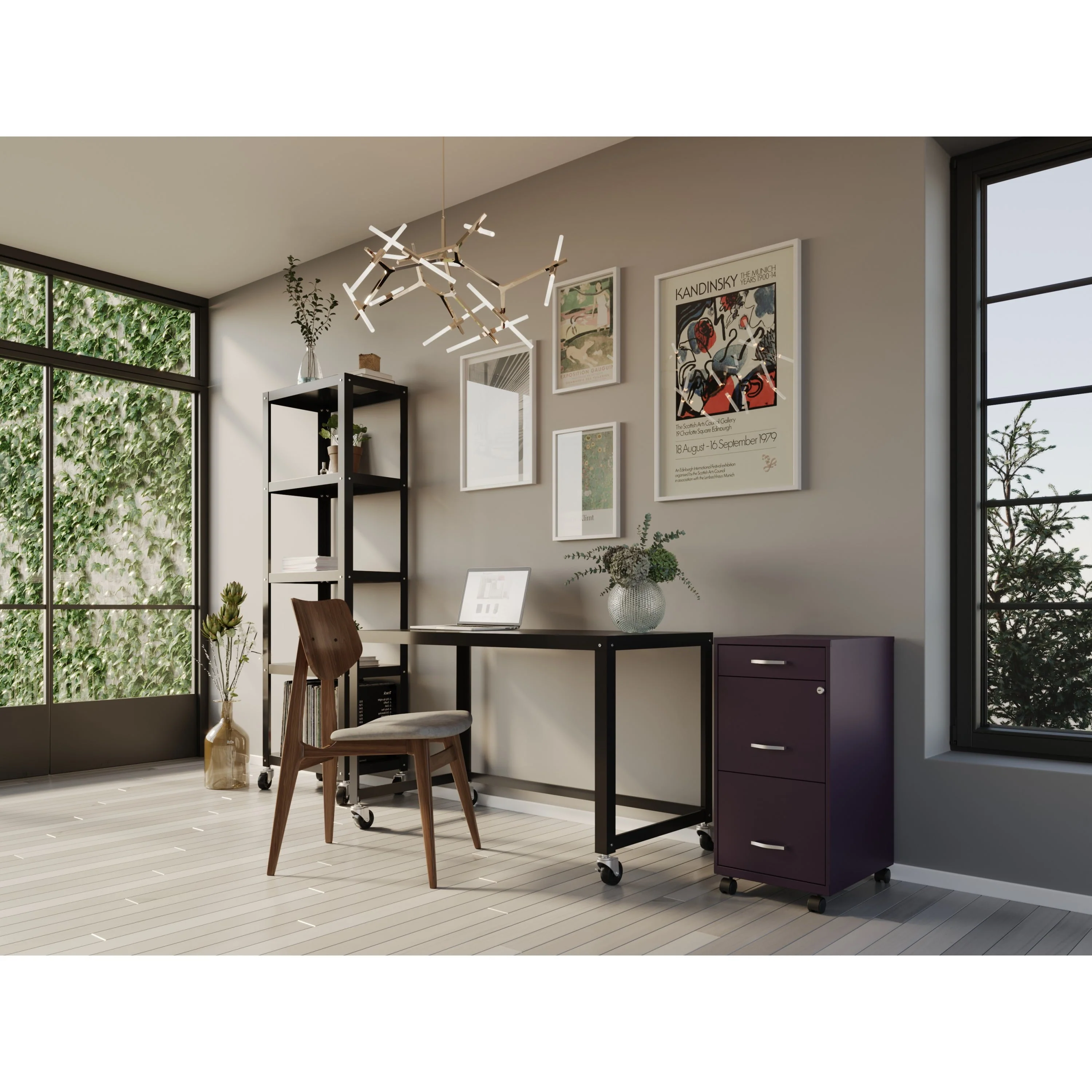 Space Solutions 18" Deep 3 Drawer Mobile Letter Width Vertical File Cabinet, Midnight Purple - Image 5