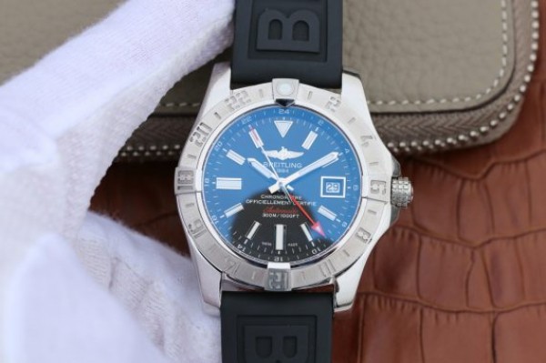 Replica Breitling Avenger GMT SS GF Black Dial On Black Rubber Strap A2836 - Top club