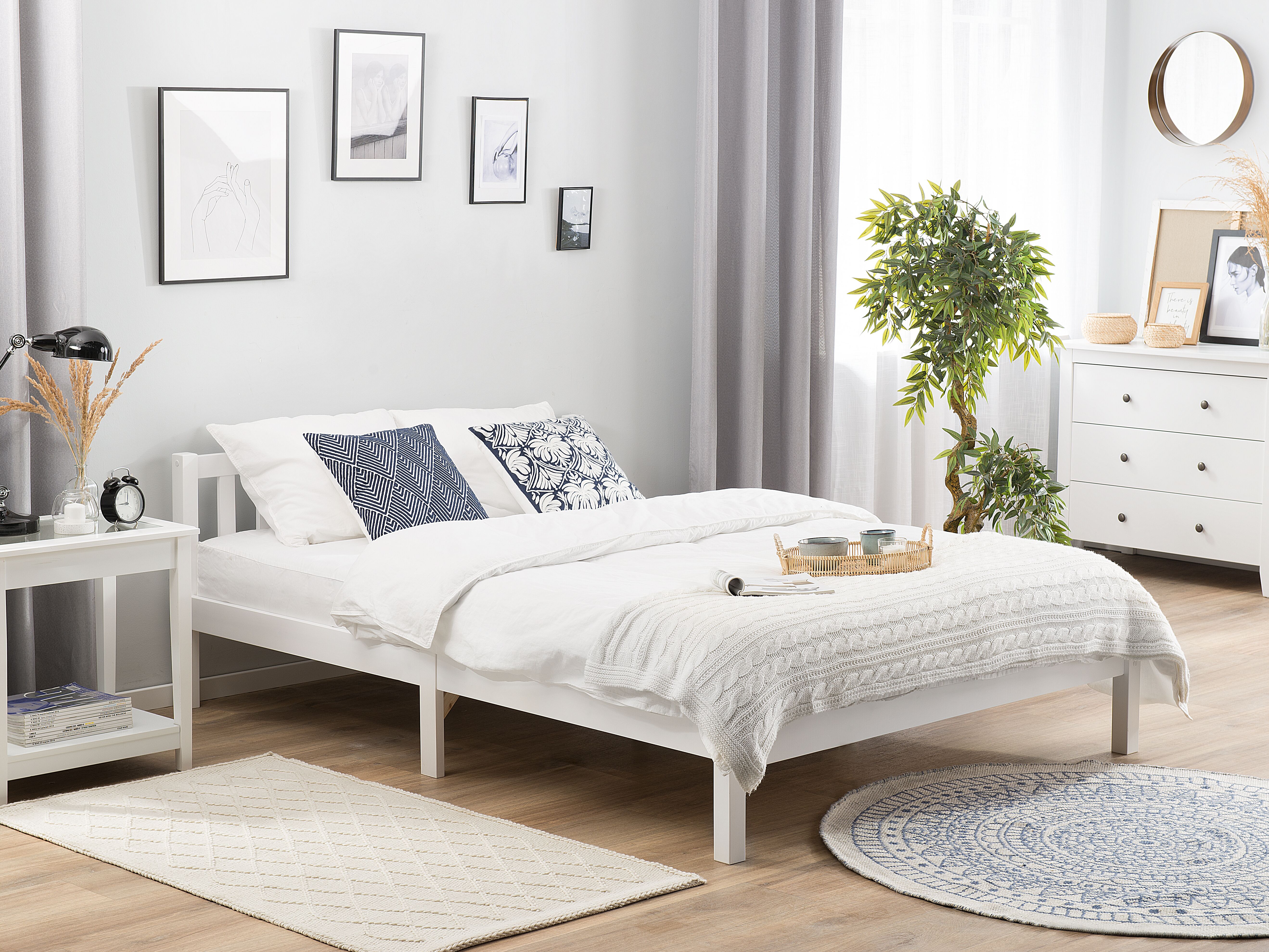 Bed Pine Wood FLORAC 180 x 200 cm (EU Super King) White