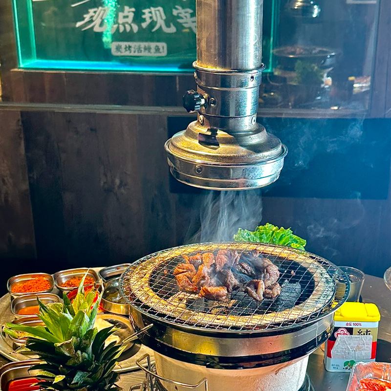 Popular Commercial Korean BBQ Lifting Smoke Exhaust Pipe BBQ Smoke Extractor