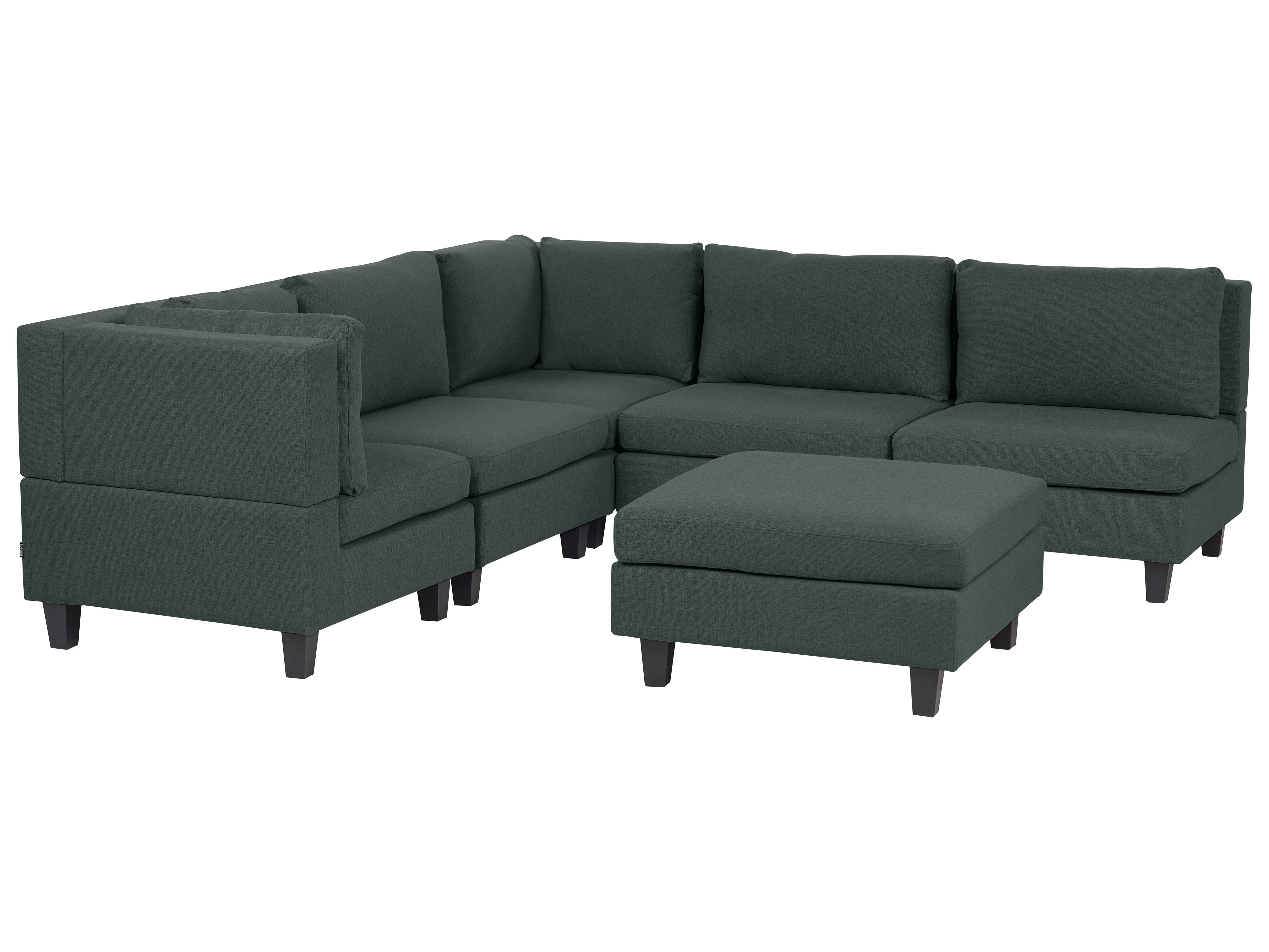 Modular Corner Sofa 5 Seater UNSTAD Fabric Dark Green with Ottoman Right Hand