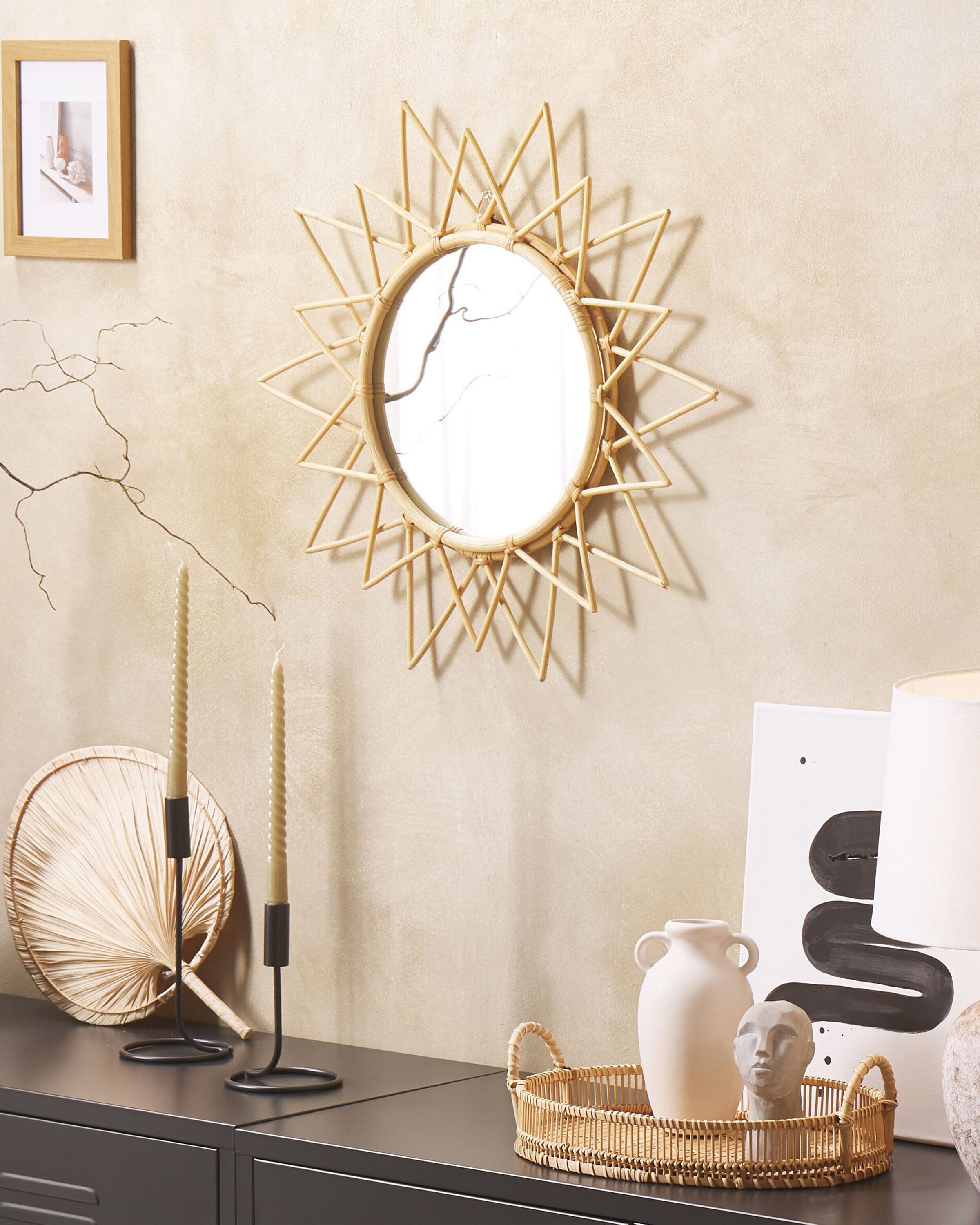 Wall Mirror AROEK 61 cm 61 cm Rattan Natural