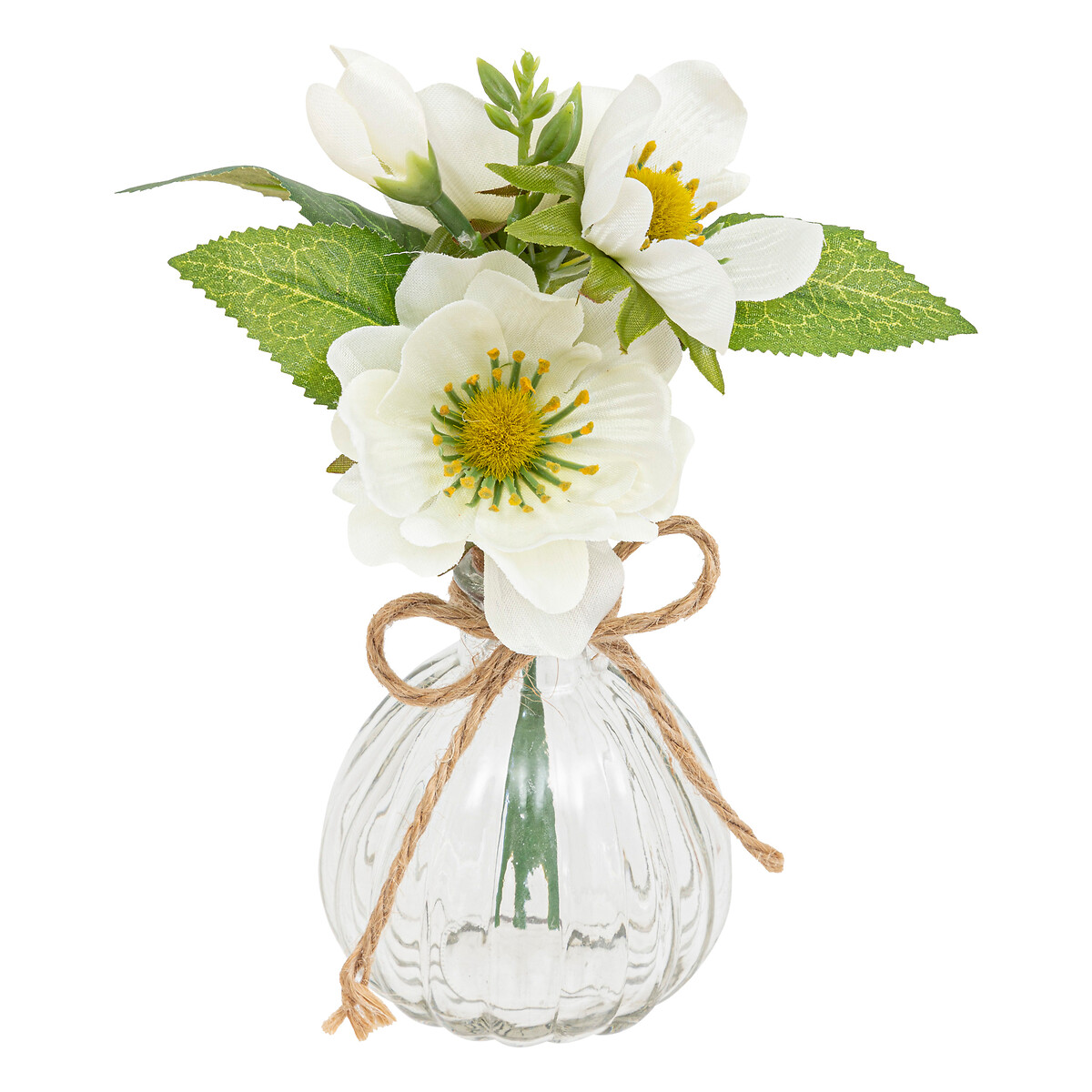 Vase and artificial flower arrangement H.17 cm
