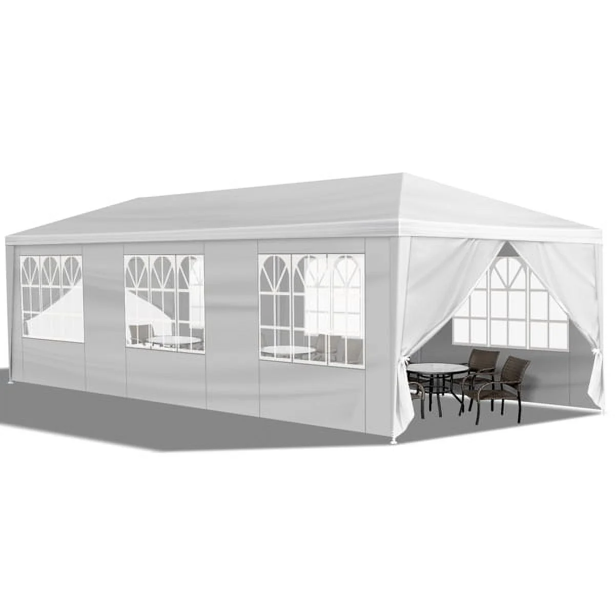 10'x30' Outdoor Party Tent with 8 Removable Sidewalls, Waterproof Canopy Patio Wedding Gazebo, White,white