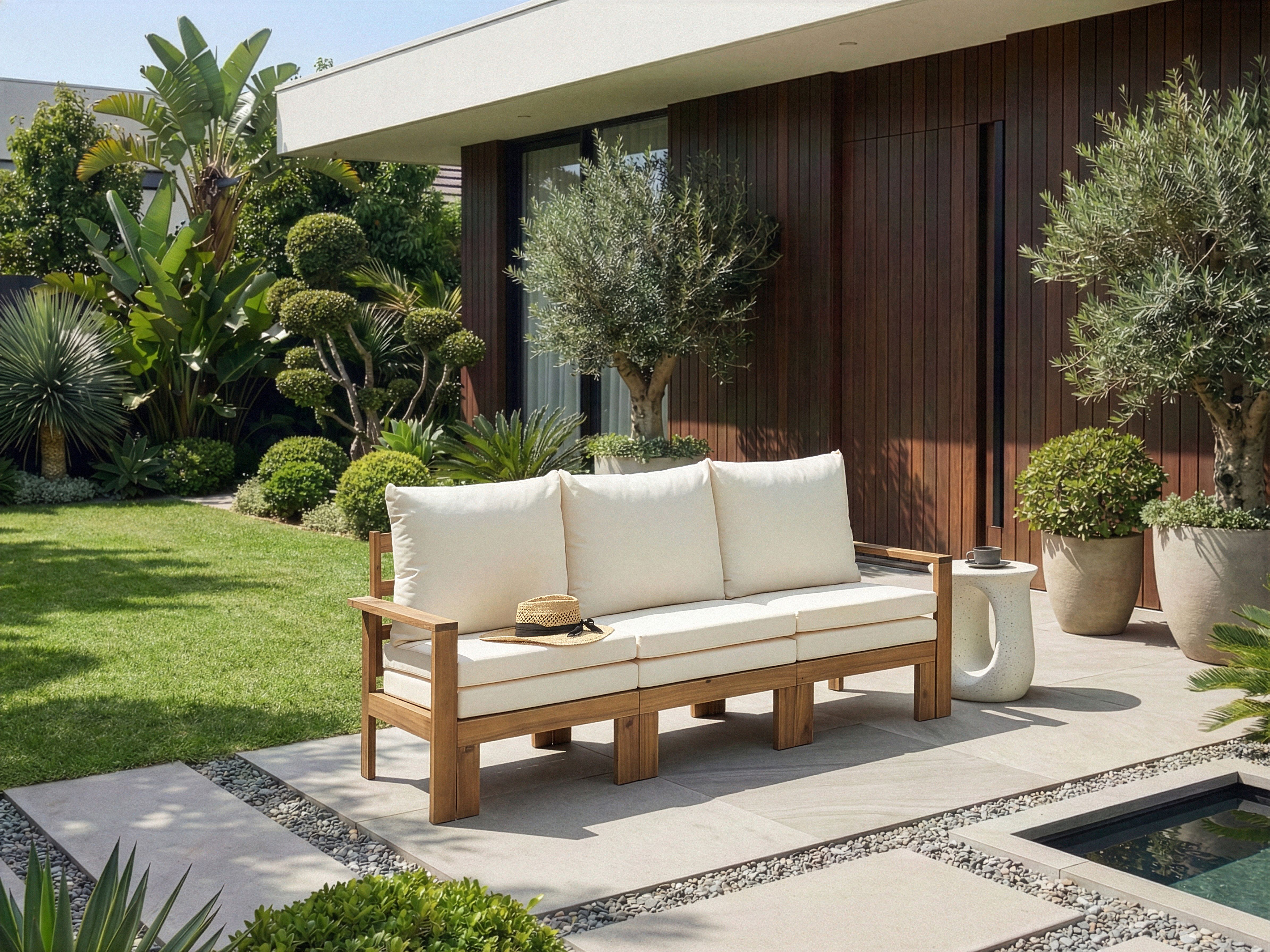 Garden Bench with Cushion ISOLELLO 190 cm Adjustable Acacia Wood Brown