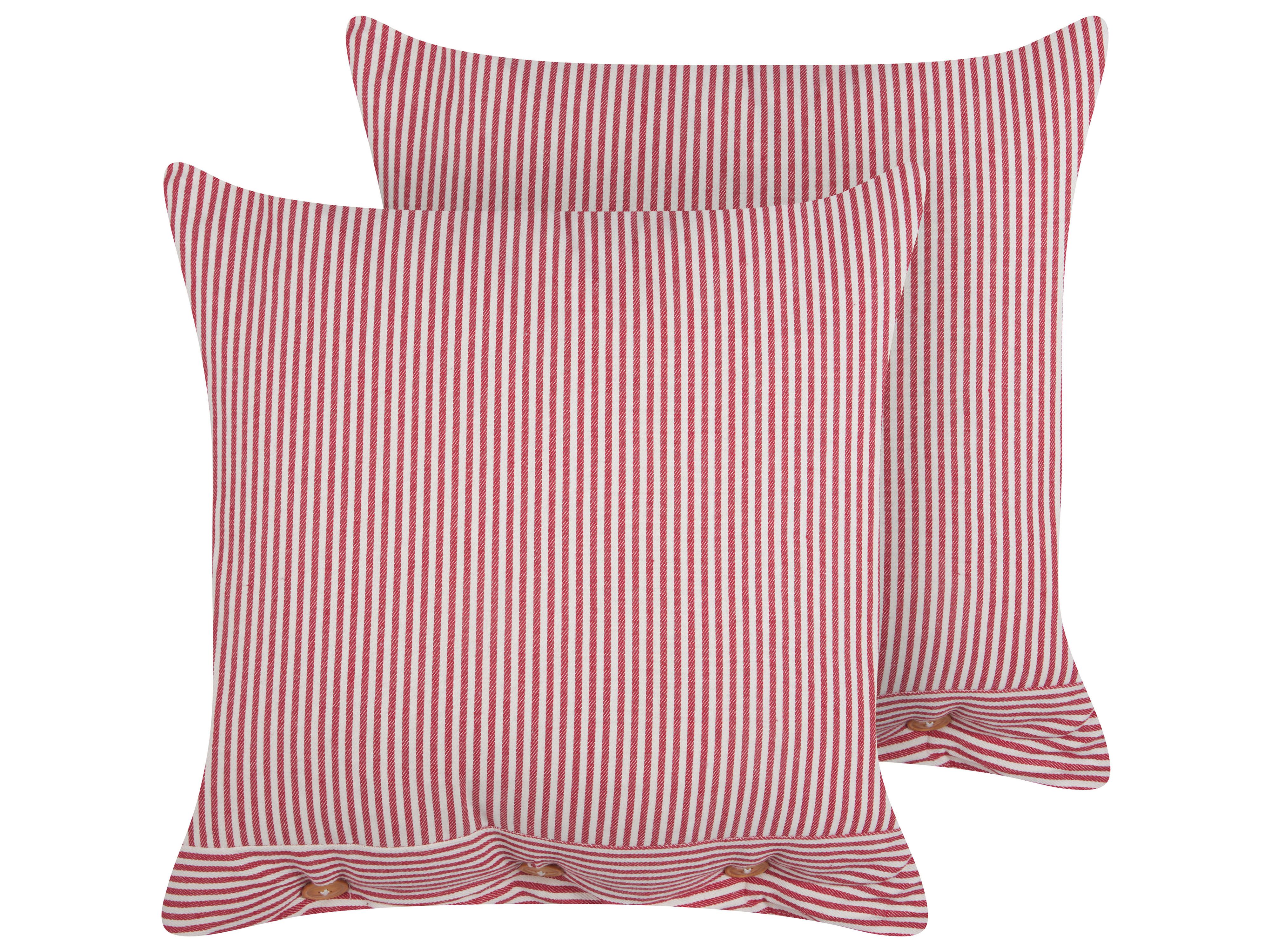Set of 2 Decorative Cushions AALITA Cotton 45 x 45 cm Red Striped