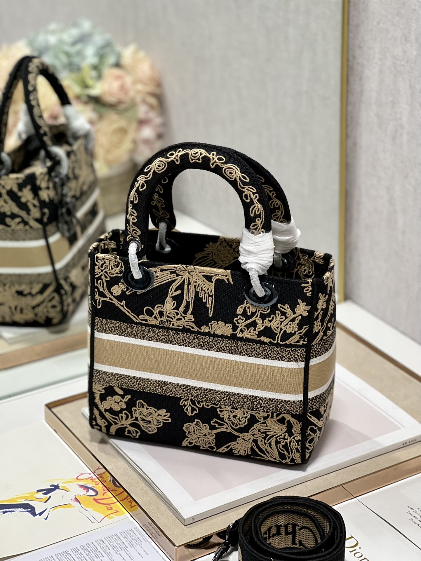 Medium Lady D-Lite Bag Beige For Women 9.5in/24cm1:1High-quality replica