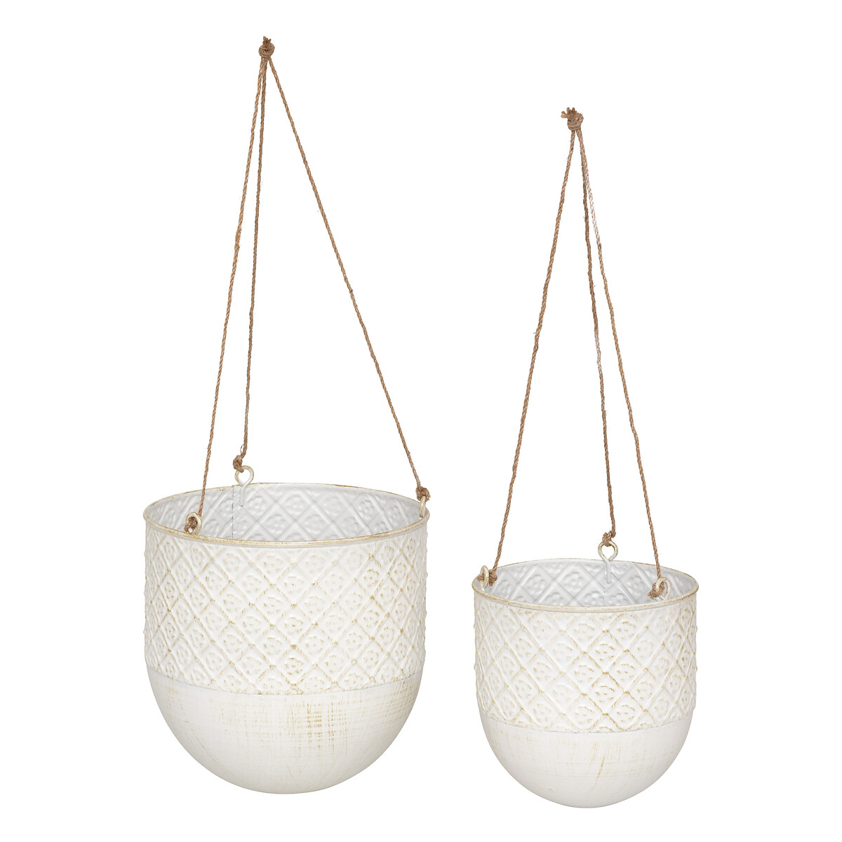 2 hanging flower pots "Tino" White, D.19x40 cm