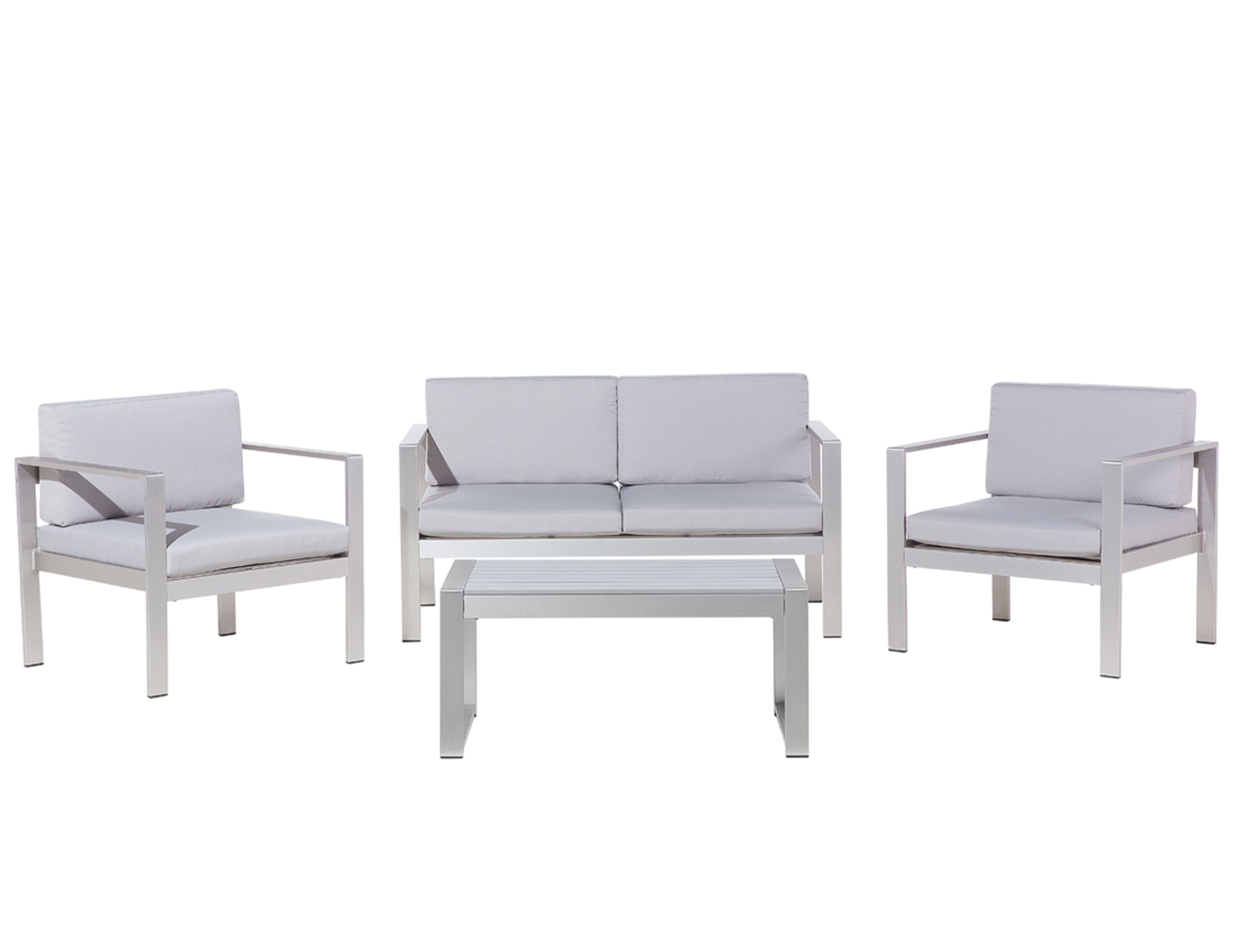 Garden Lounge Set with Table 4 Seater SALERNO Metal Light Grey