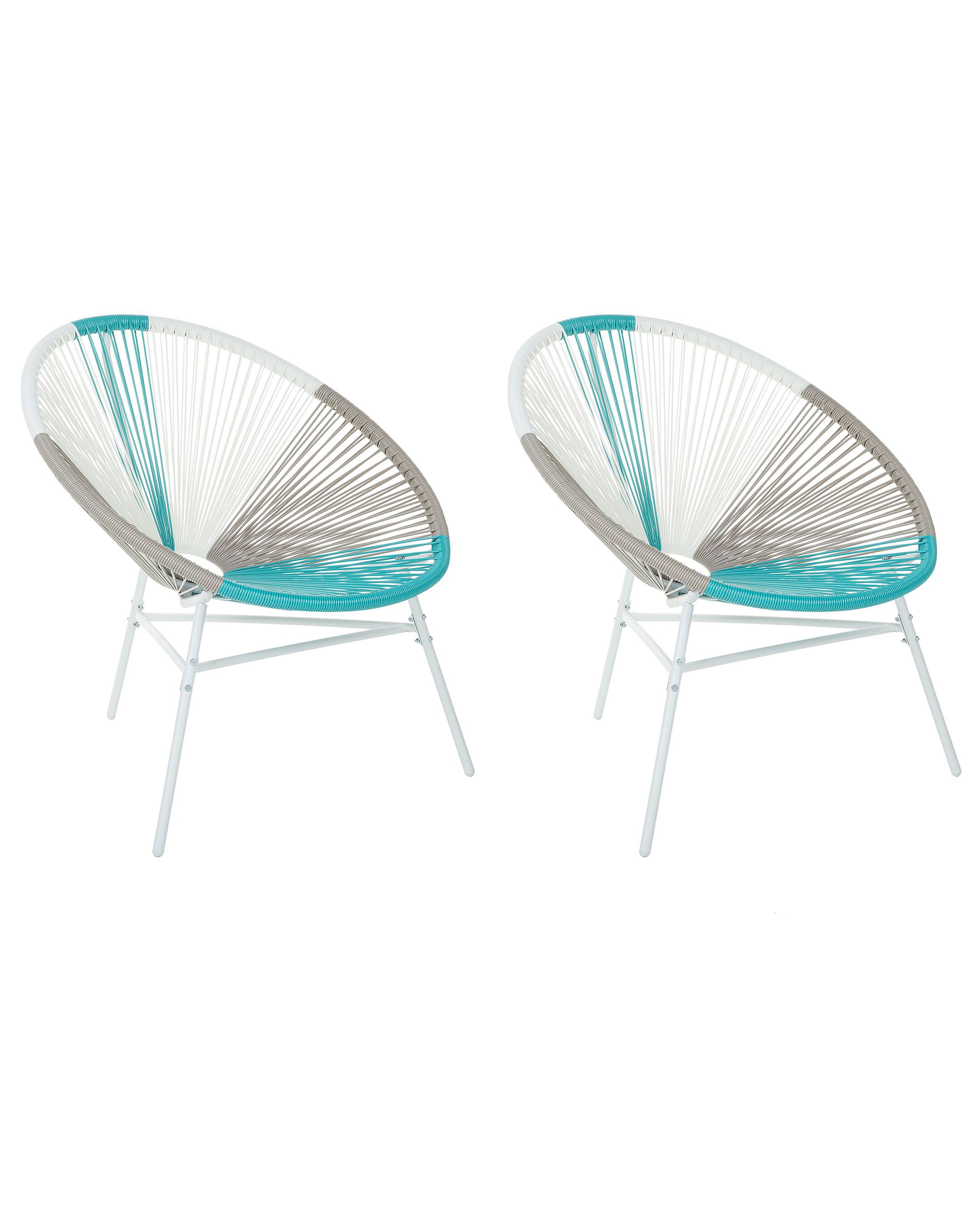 Set of 2 Garden Chairs ACAPULCO PE Rattan White