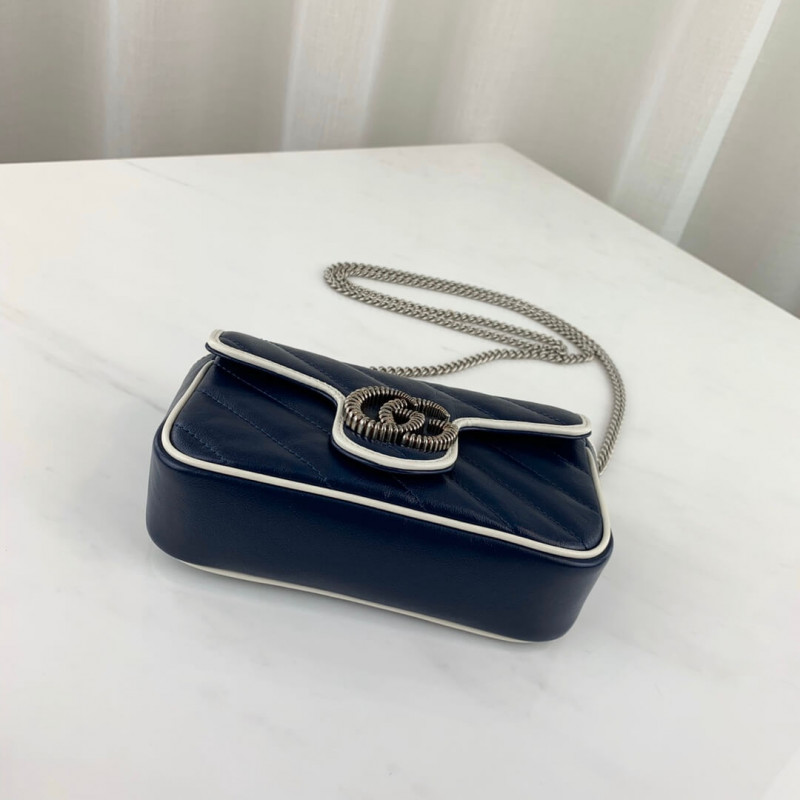 Replica Gucci Gg Marmont Super Mini Bag 574969 Blue1:1High-quality replica