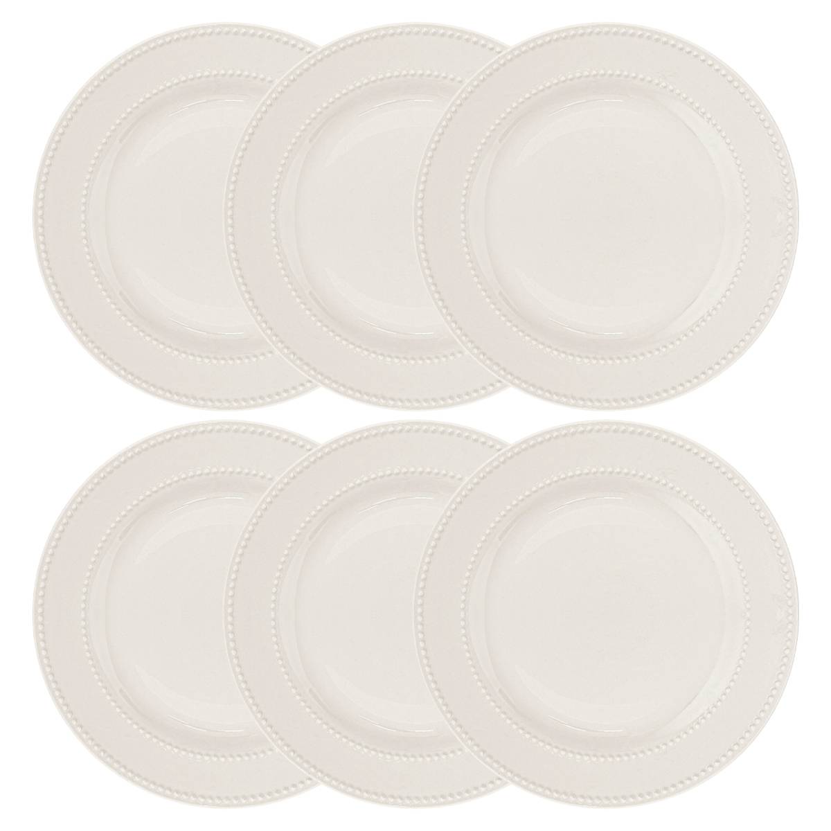 Set of 6 Dinner Plates "Perle" D.27 cm, White