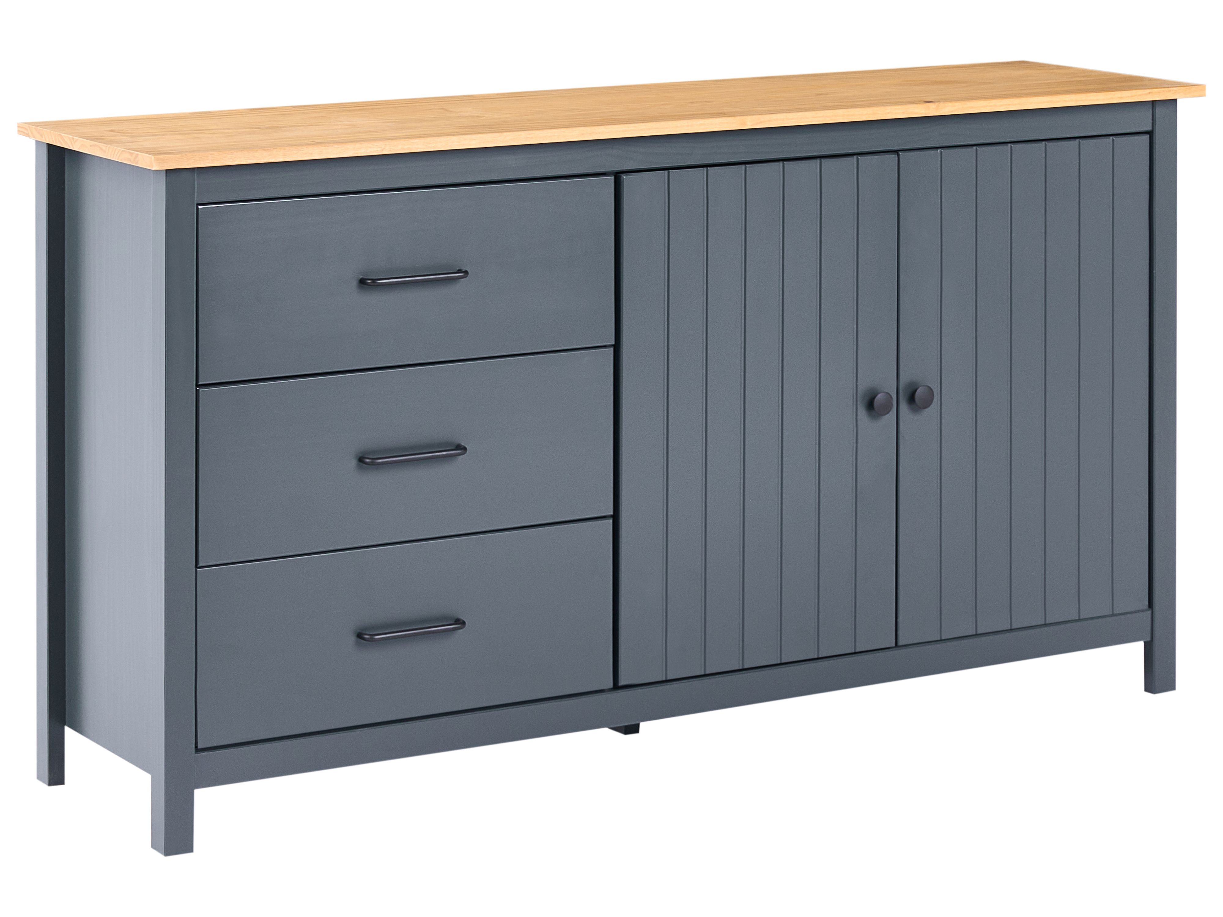 2 Door Sideboard LEONORA Pine Wood Dark Blue