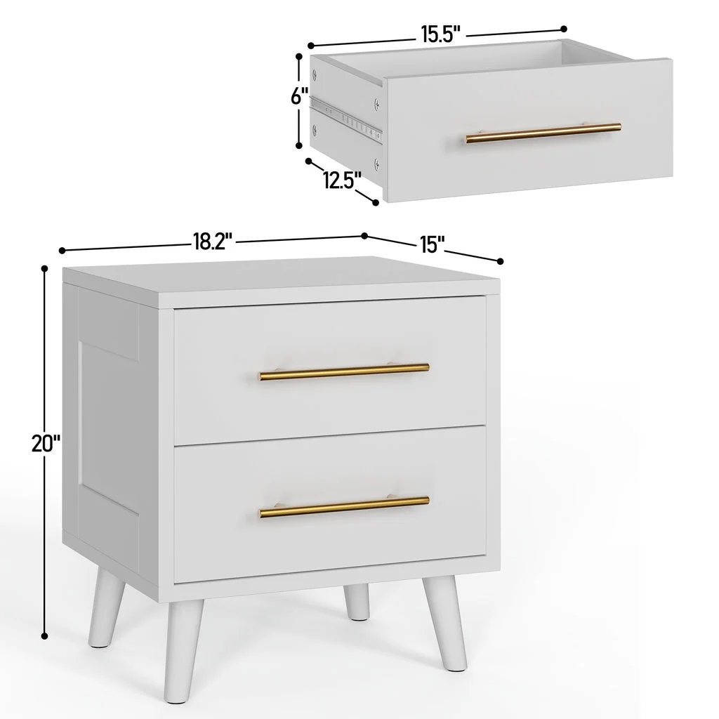 Aiho 4 Pieces Bedroom Furniture Set, Includes Queen Bed Frame, Nightstands Set of 2, Double Wide 6-Drawer Dresser - White - Image 5