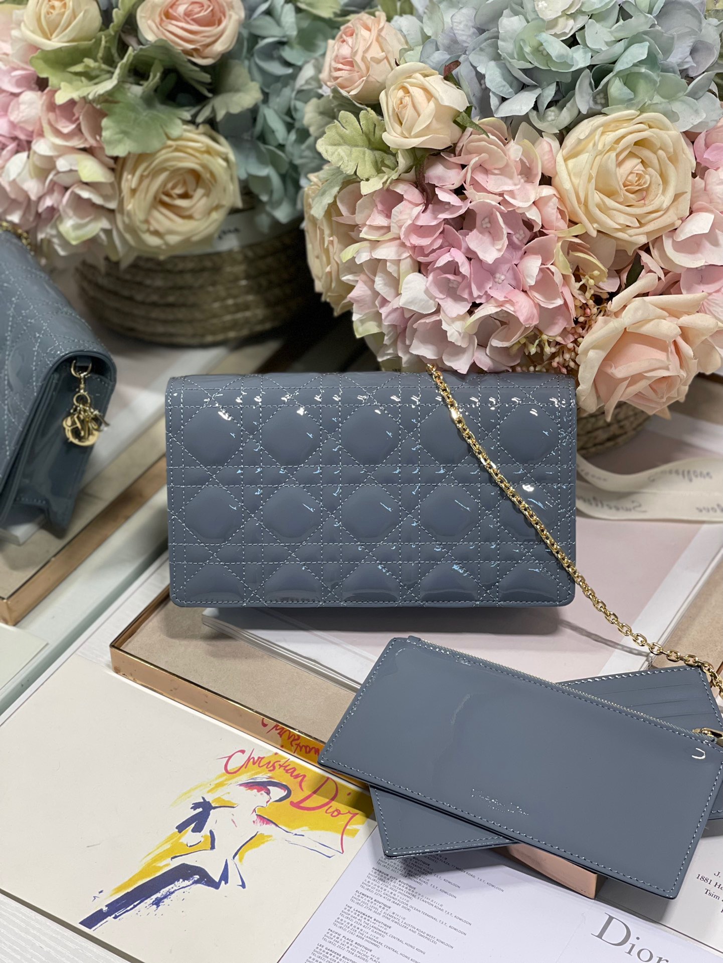 Christian Dior Lady Dior Pouch Smoky blue, For Women, Women’s Handbags 8.5in/21.5cm CD1:1High-quality replica