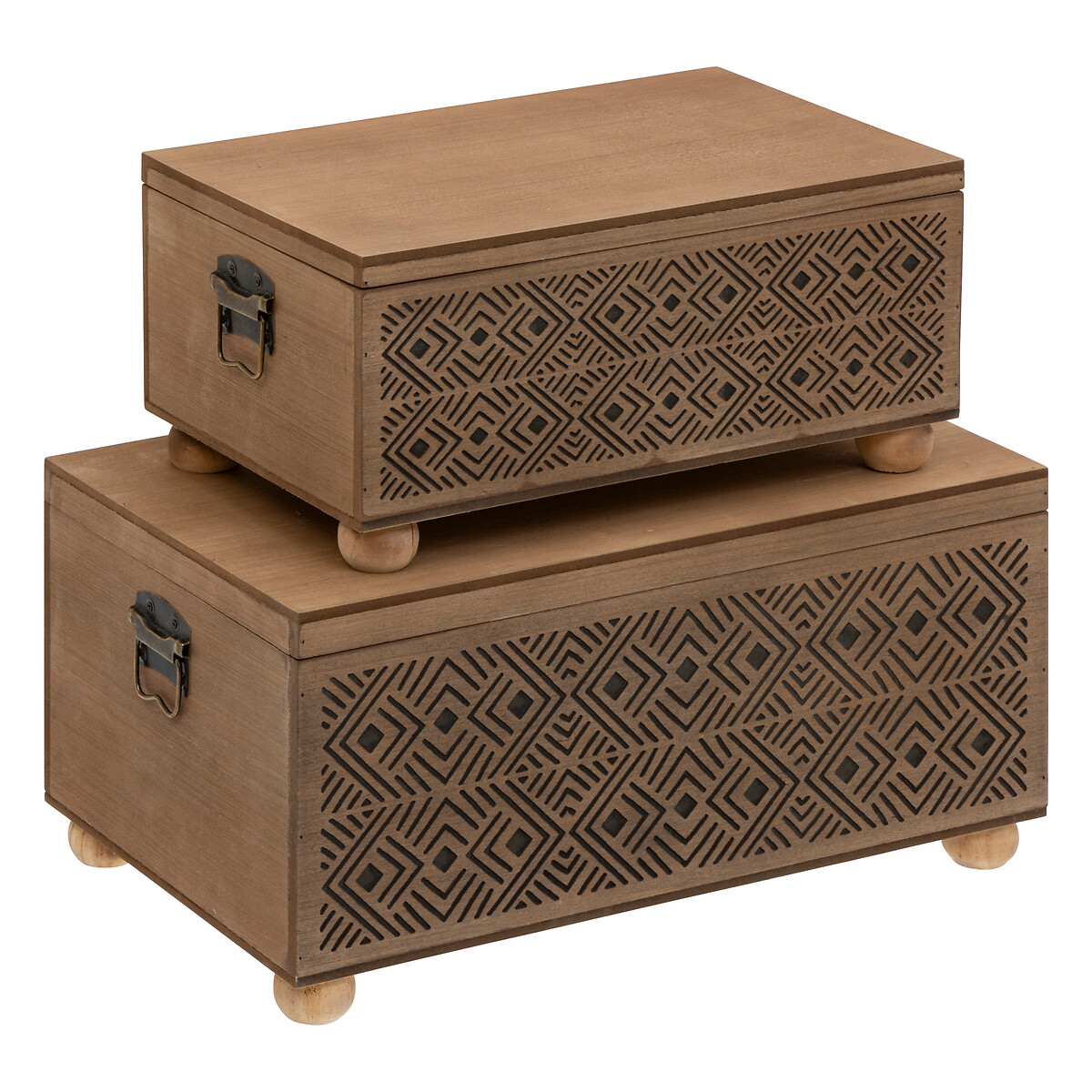 Set of 2 "Exotic Panama" trunks Wood, L.41/51 cm