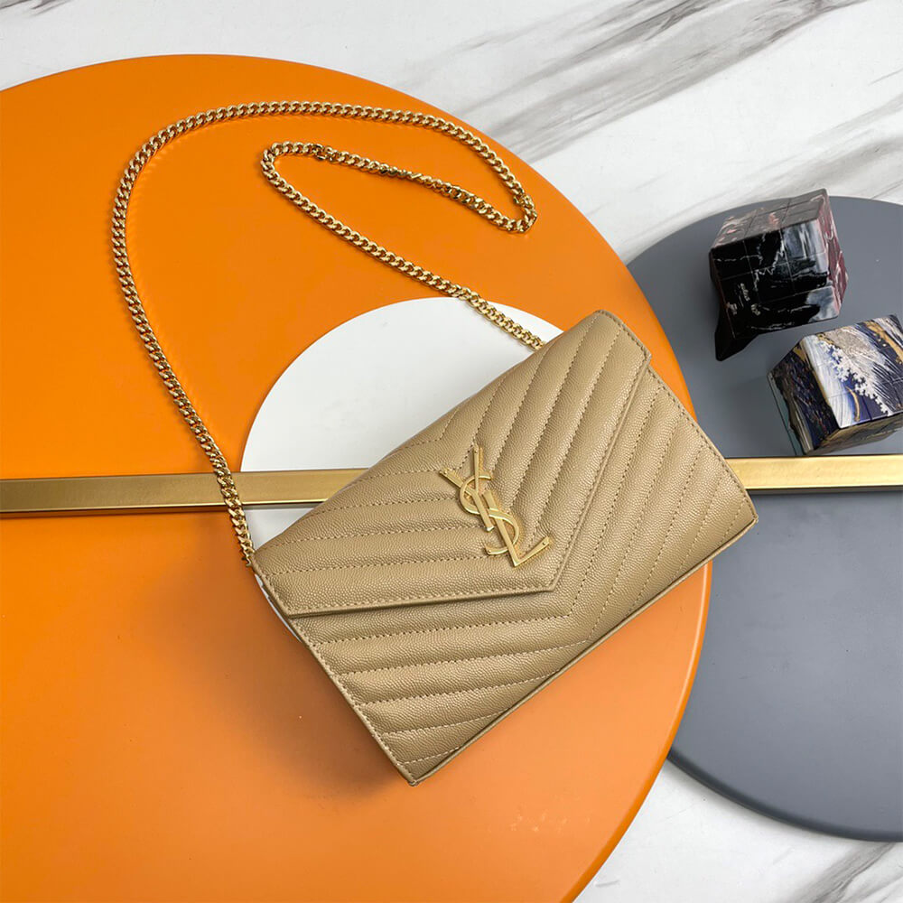 YSL Classic Cassandre Chain Wallet Bag In Grain De Poudre Leather1:1High-quality replica