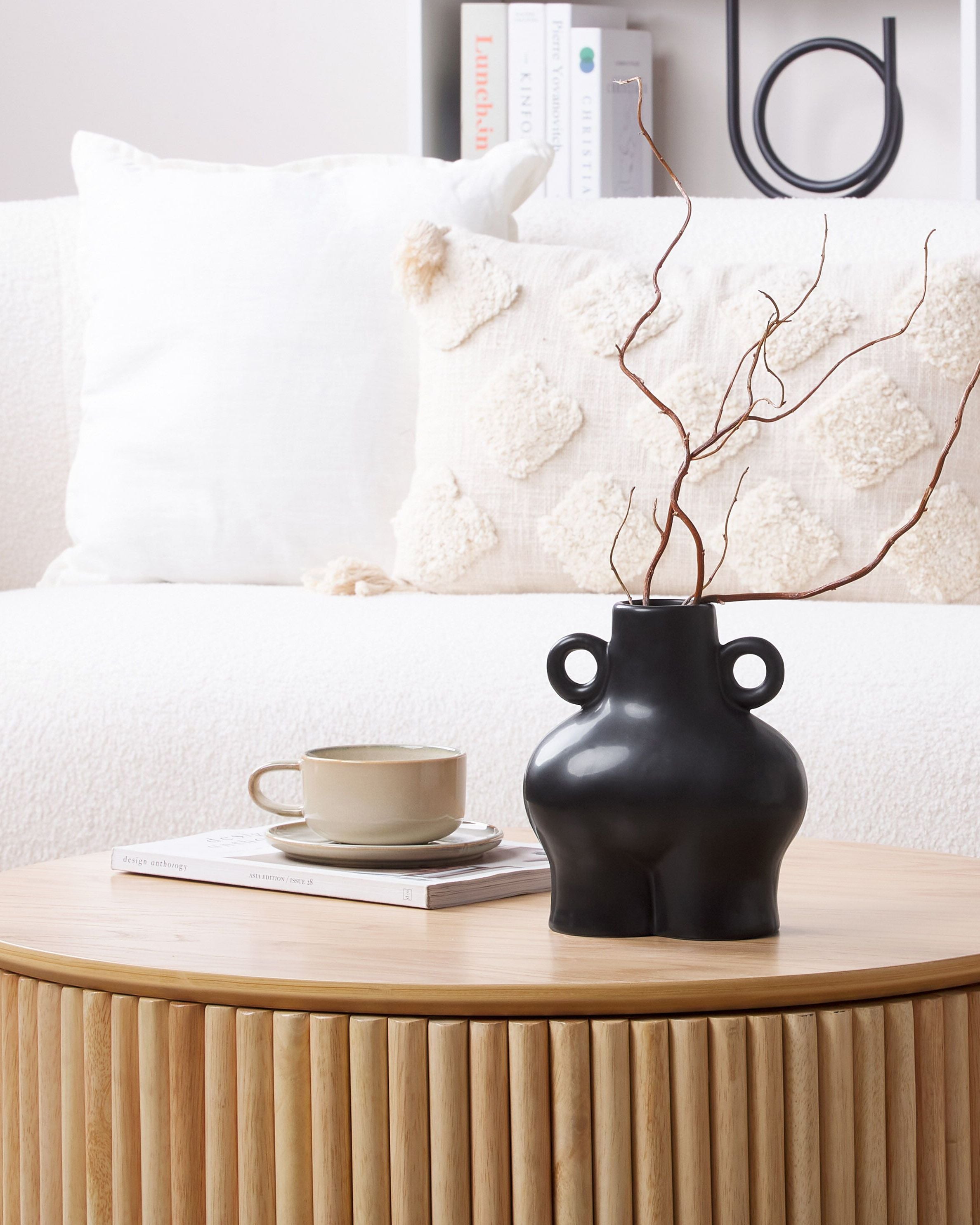 Flower Vase NAFPLIO Ceramic 20 cm Black