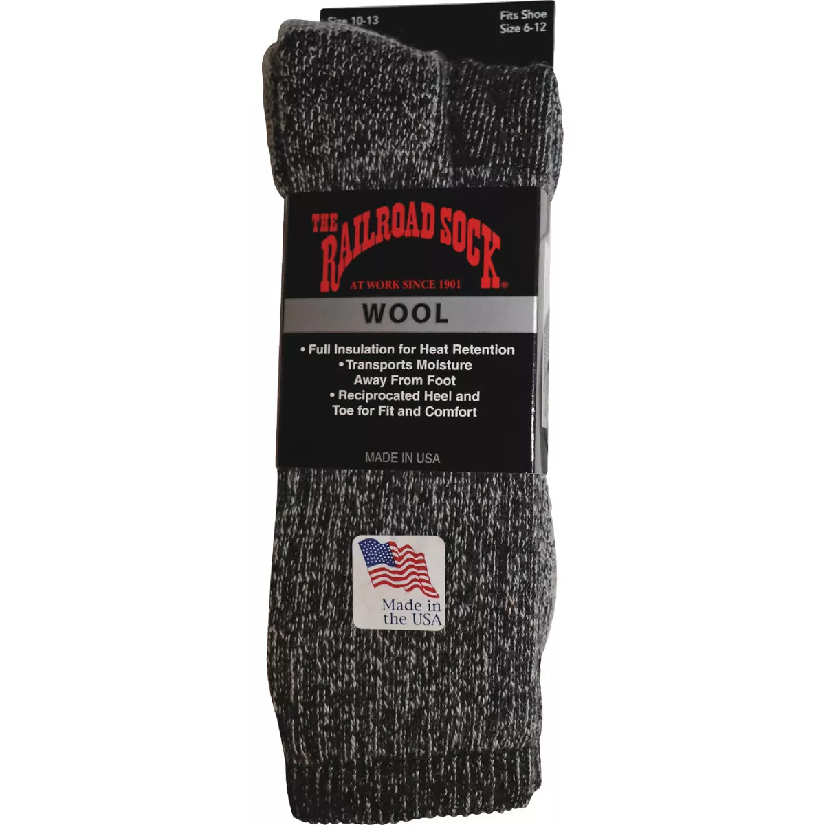 Railroad Sock Men's Black Merino Wool Sock