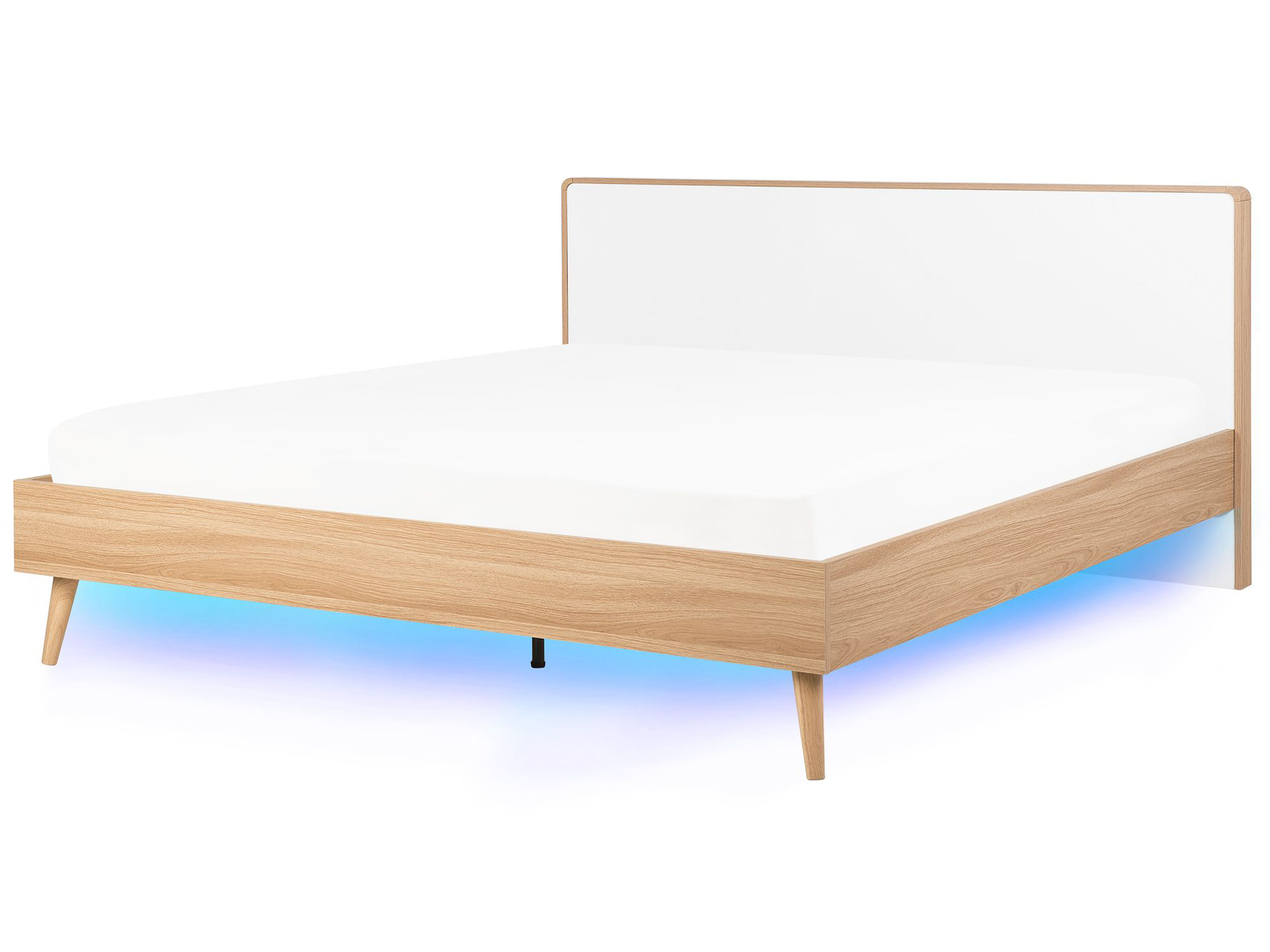 Bed with LED SERRIS 180 x 200 cm (EU Super King) Light Brown