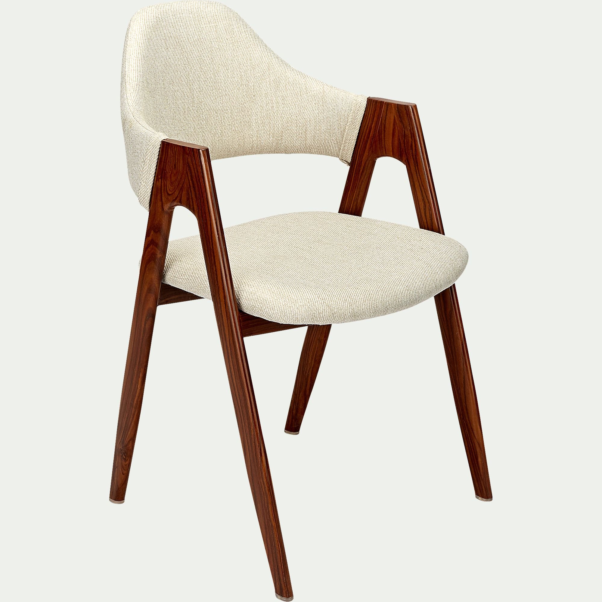 GARETTE - Chaise en tissu et effet bois foncé avec accoudoirs - beige roucas