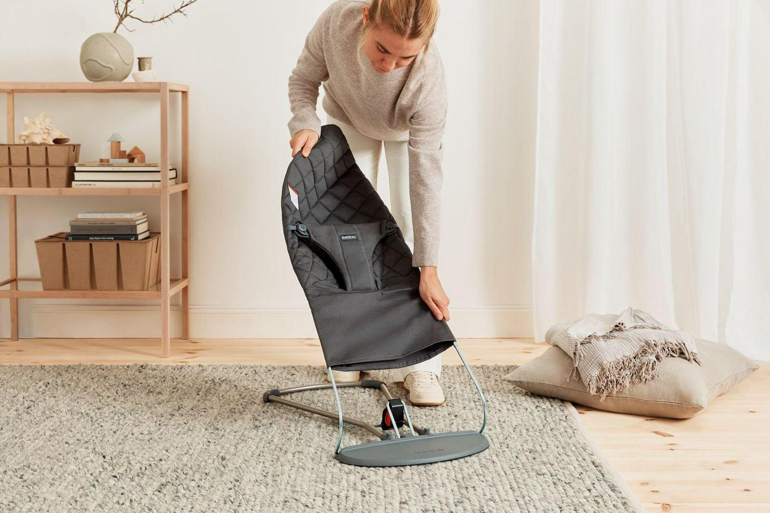 BabyBjorn Bouncer Bliss Baby Bouncers with Cotton. Classic Quilt. Anthracite - Image 5