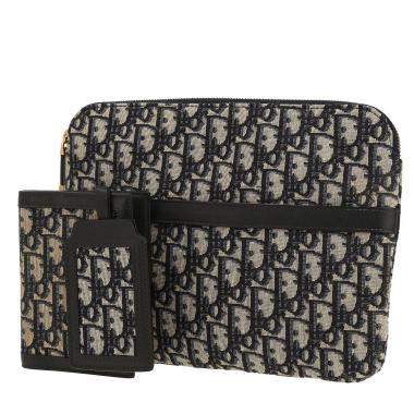 Dior Kit de Voyage pouch in blue monogram canvas Oblique and blue leather