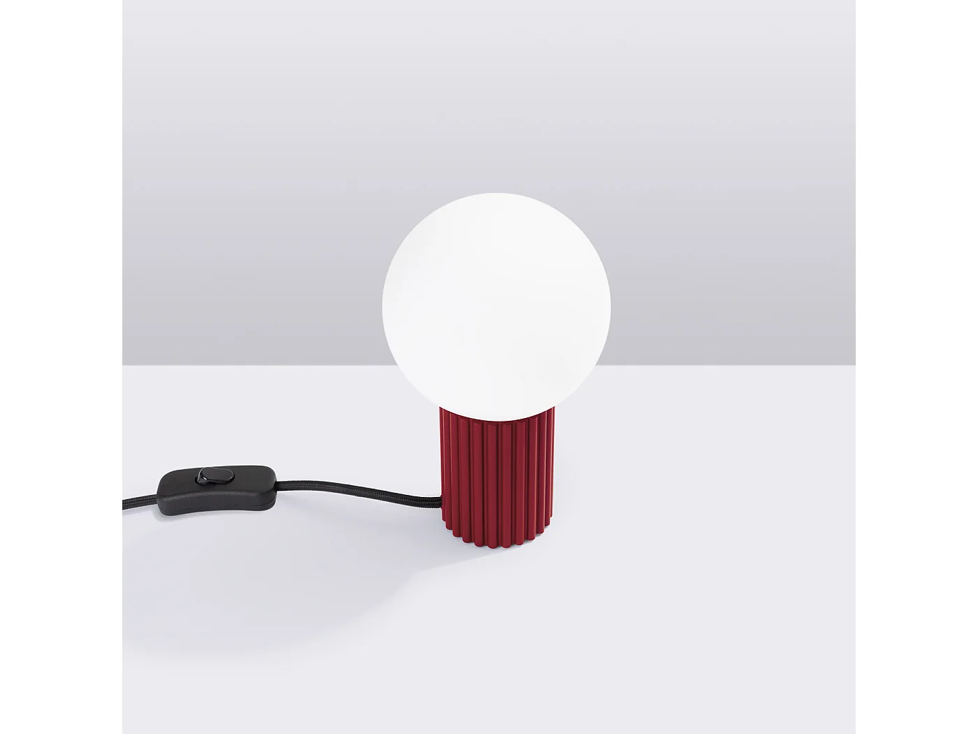 Lampe De Bureau Halo Moderne En Aluminium/Verre - 1 Sources Lumineuses - L.12 X H.19 Cm - Bourgogne