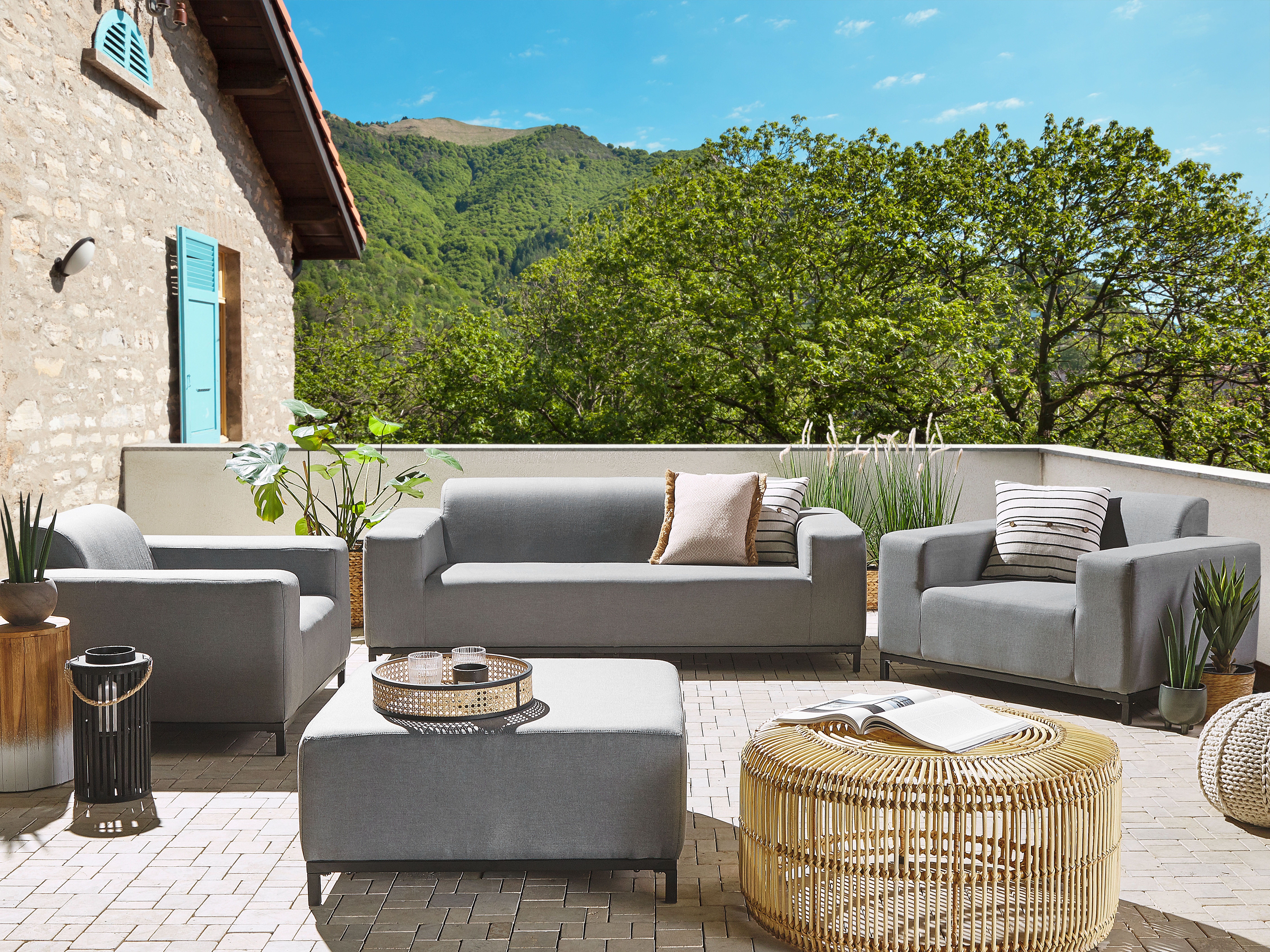 Garden Lounge Set with Table 5 Seater ROVIGO Grey