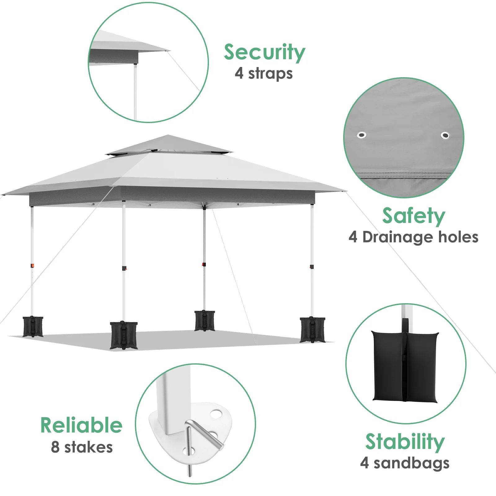 Pirecart 12' x 12' Pop-up Canopy Tent Waterproof Outdoor Gazebo Shelter with Wheeled Bag, Instand Canopy , White - Image 24