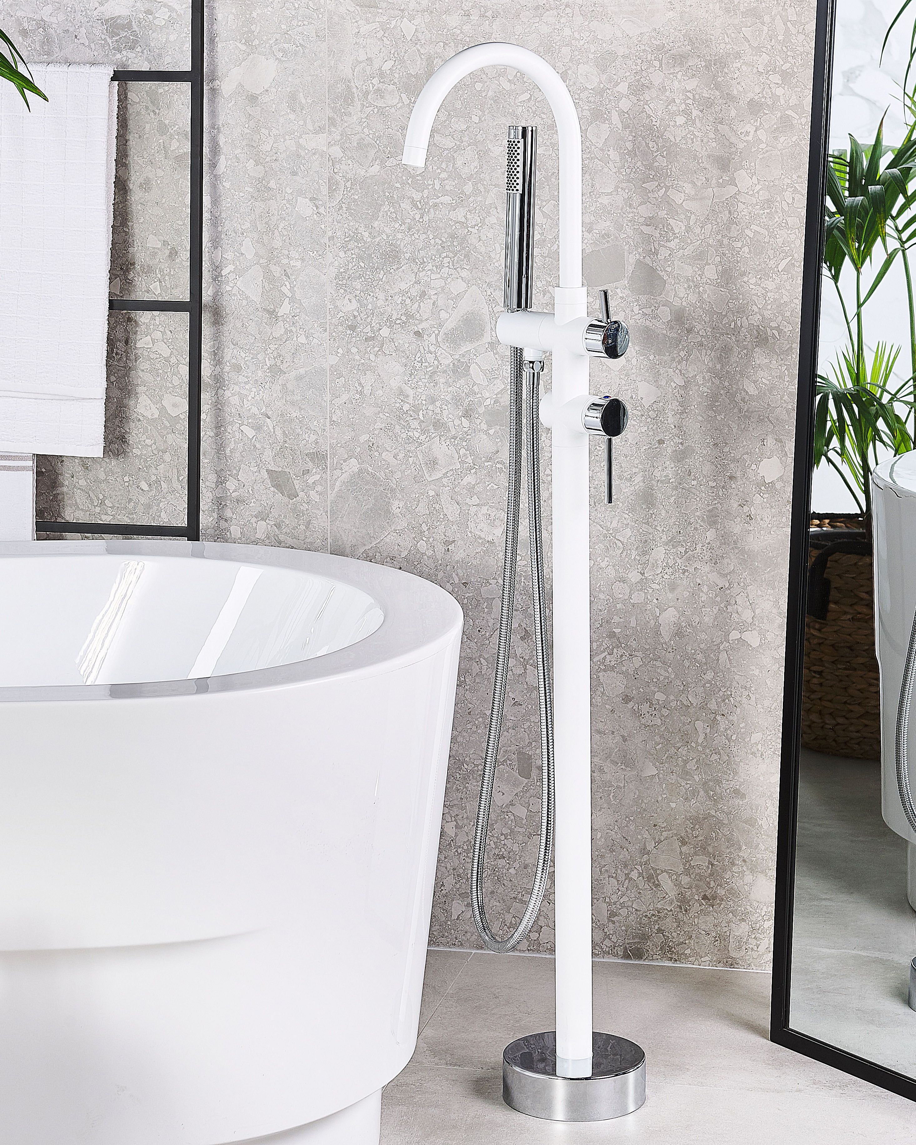 Freestanding Bathtub Faucet TUGELA White/ Silver