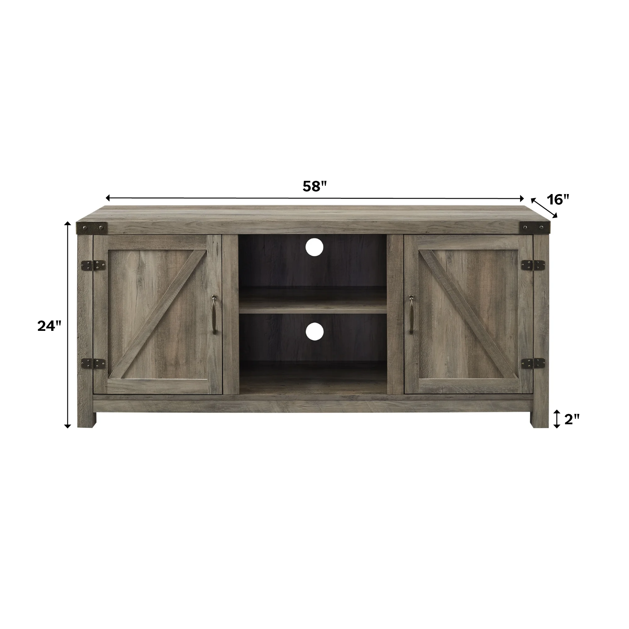 Walker Edison Modern Farmhouse Barn Door TV Stand for TVs up to 65", Grey Wash - Image 59