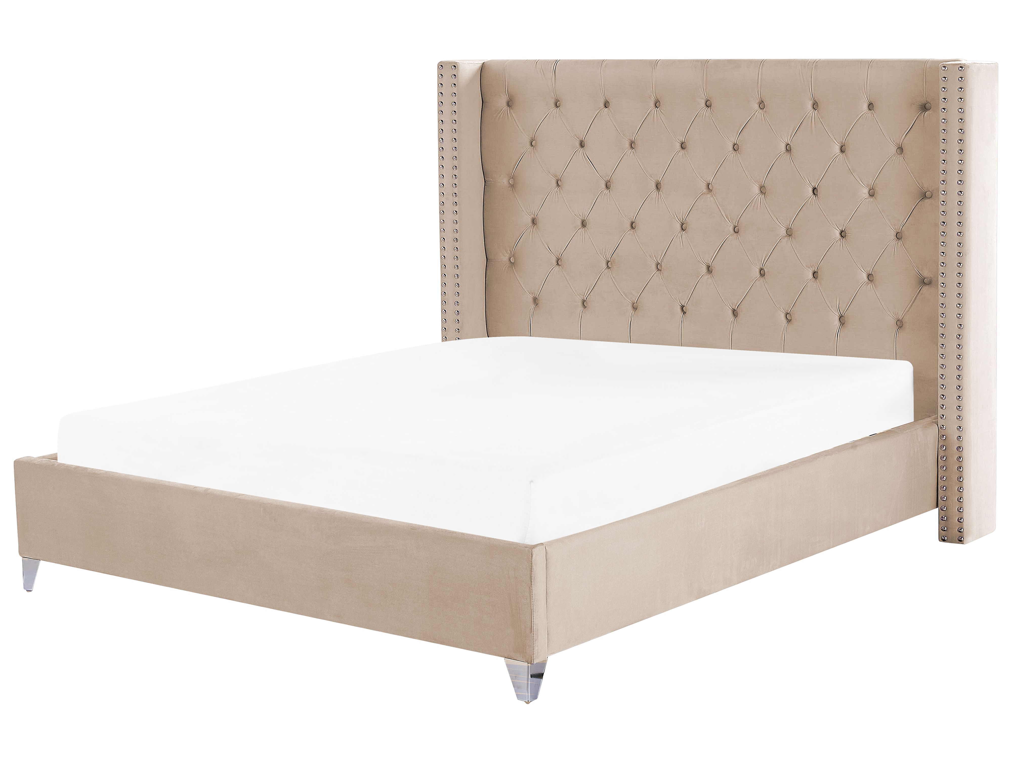 Bed Velvet LUBBON 180 x 200 cm (EU Super King) Beige