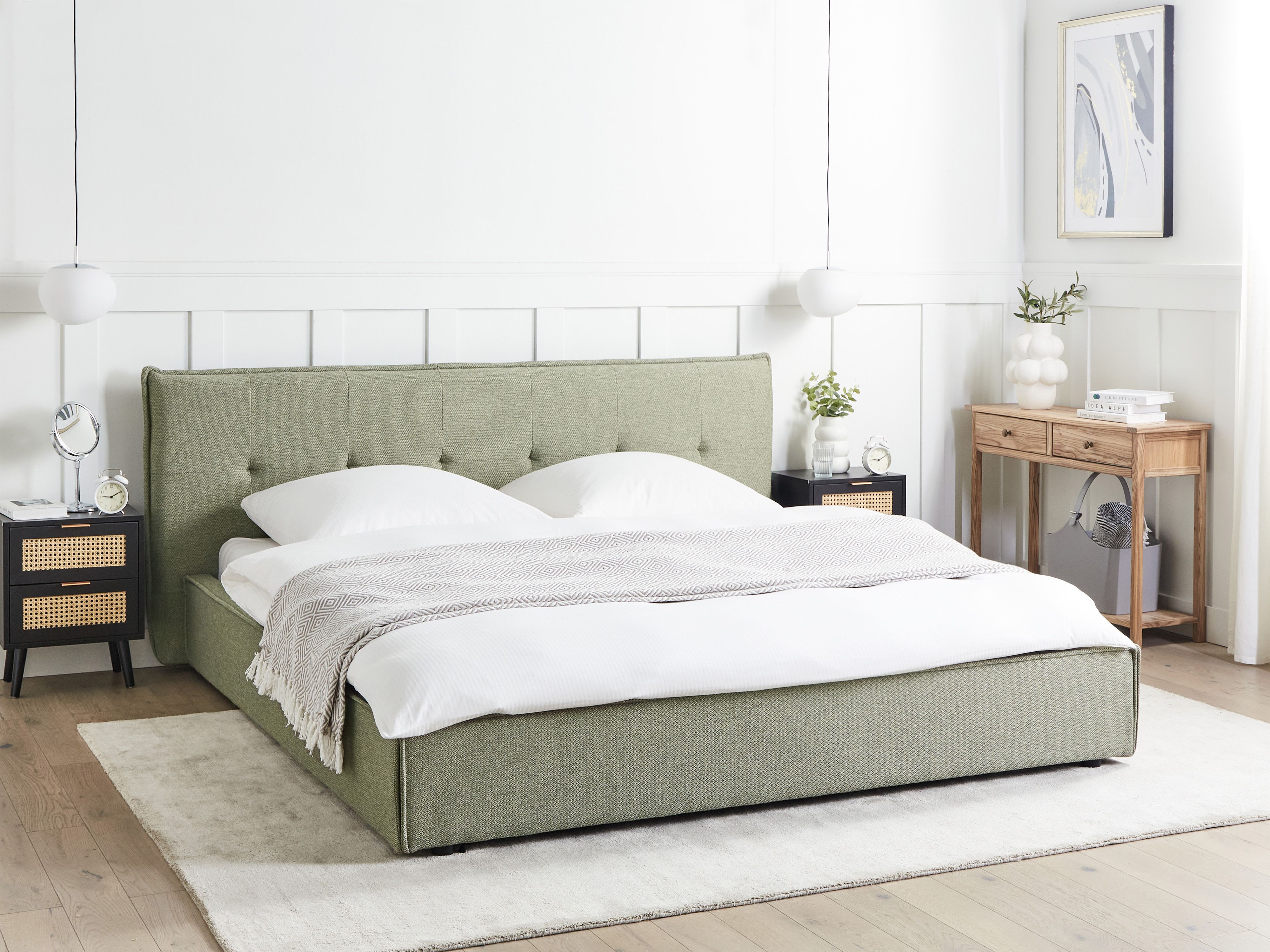Waterbed Faux Linen LESTRE 180 x 200 cm (EU Super King) Green