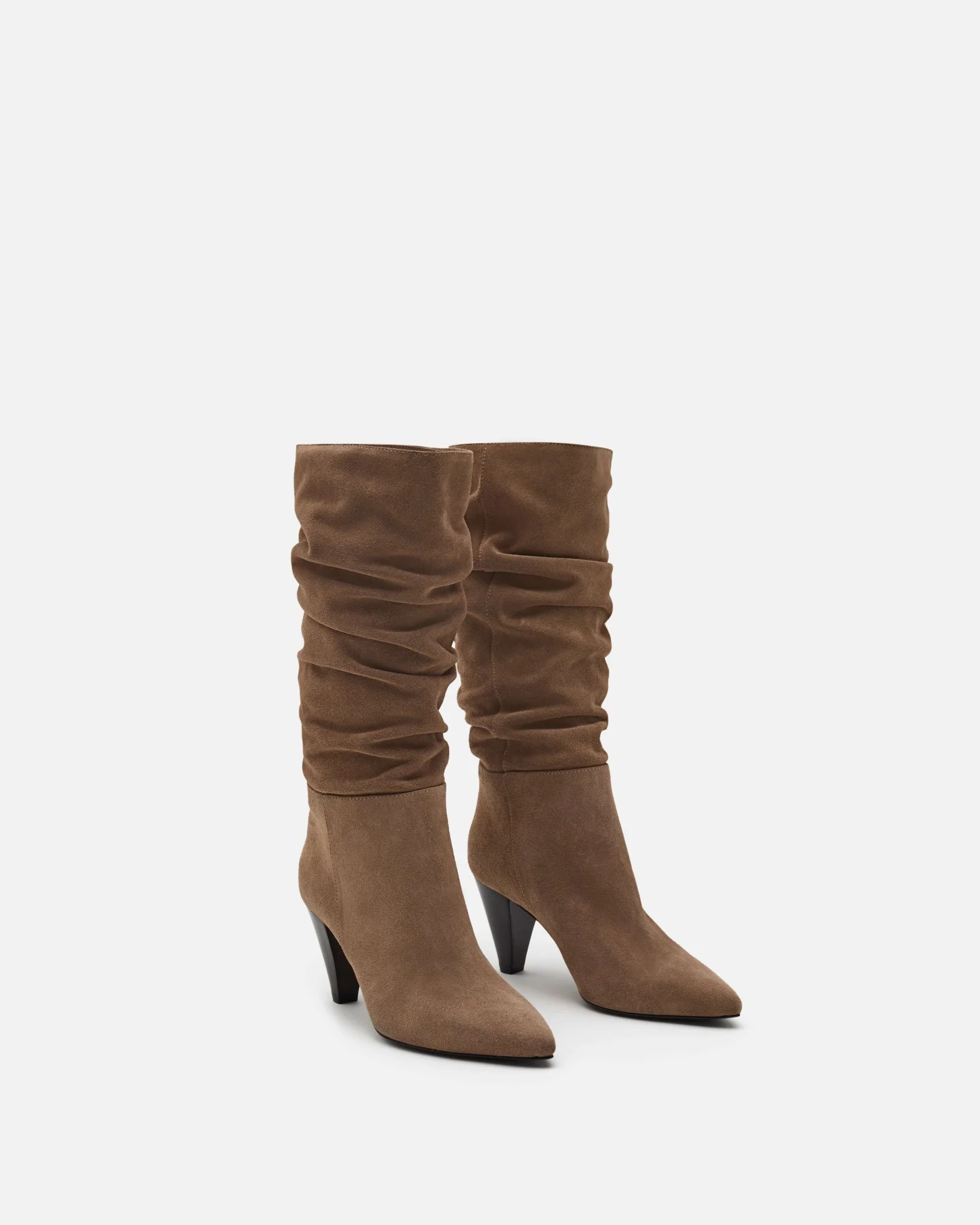 BOTTES FARRAH/VEL SABLE - Bottes en velours à talons kitten