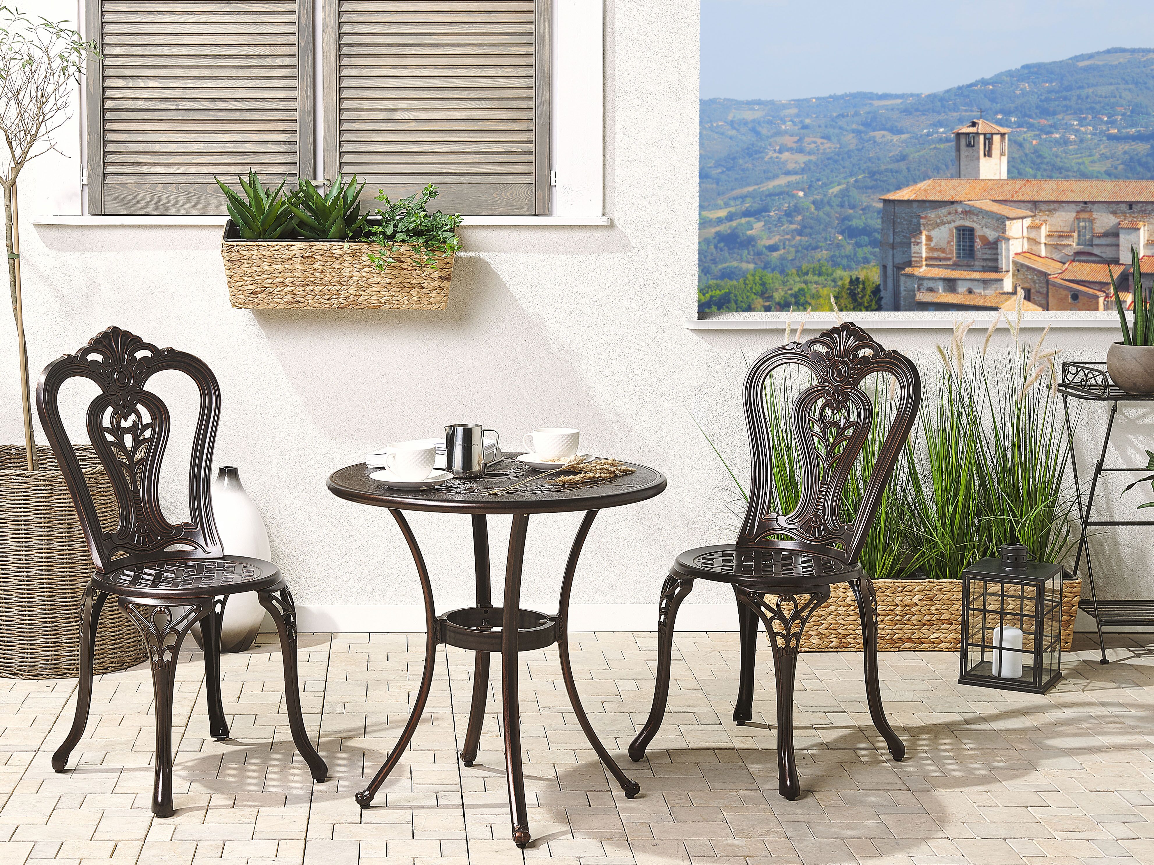Bistro Set BOVINO Metal Dark Brown