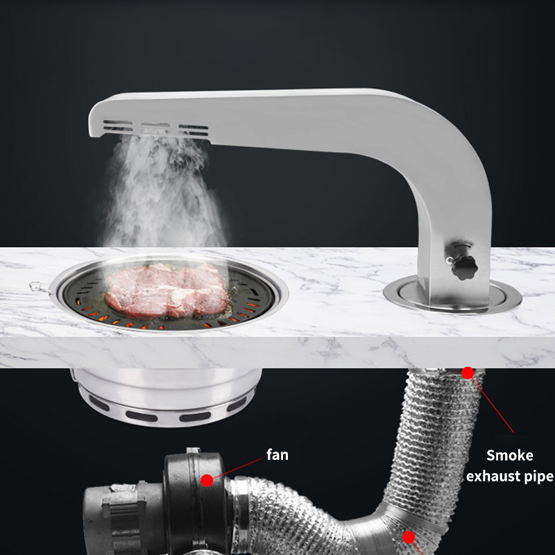 Korean BBQ Vent Smoke Extraction System Pipe Elbow Tube Stainless Steel Curved Barbecue Accessories for Restaurant