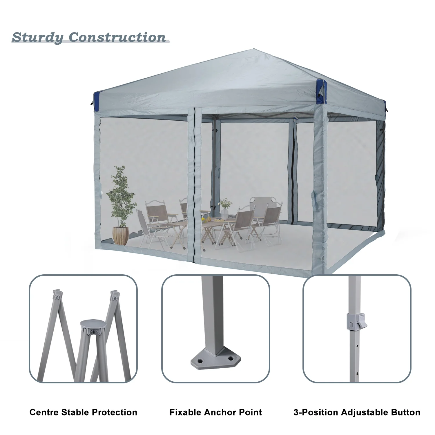 Aoodor 12'x12' Pop Up Canopy with Removable Mesh Sidewalls, Outdoor Portable Instant Shelter Tent-Black - Image 20